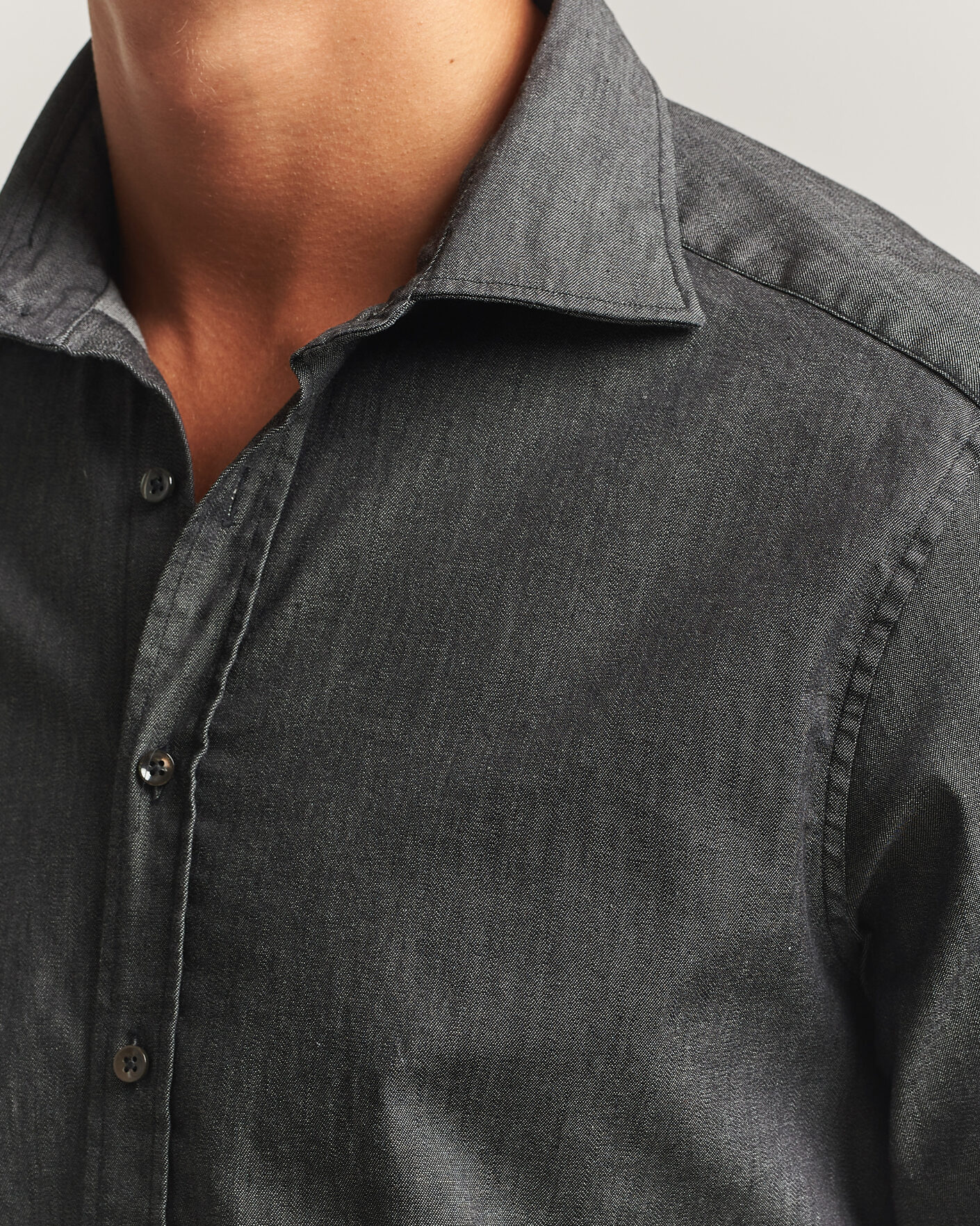 Uomini | Camicie | Stenströms | Slimline Garment Washed Shirt Black Denim