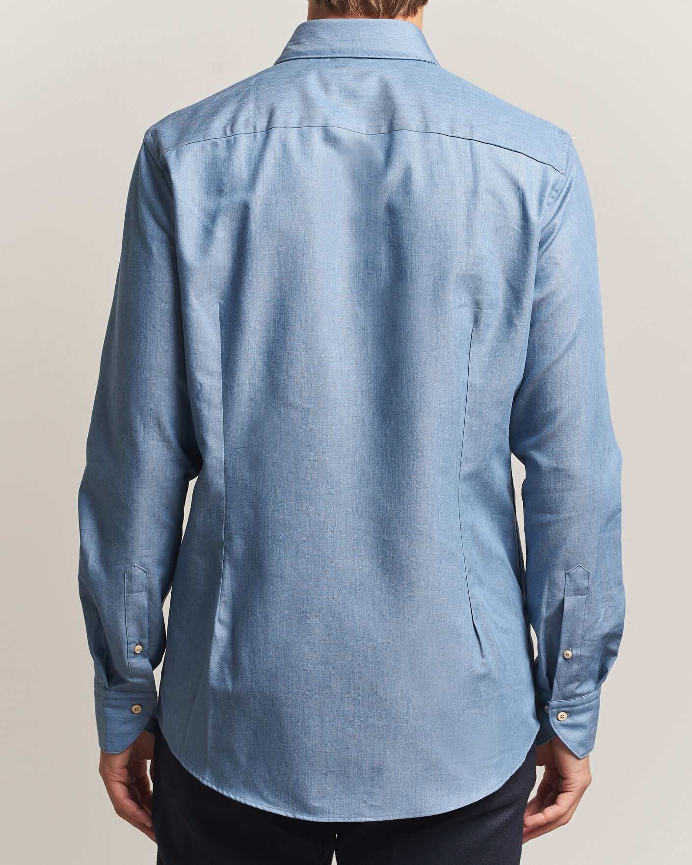 Uomini | Camicie | Stenströms | Slimline Cotton Twill Denim Shirt Blue