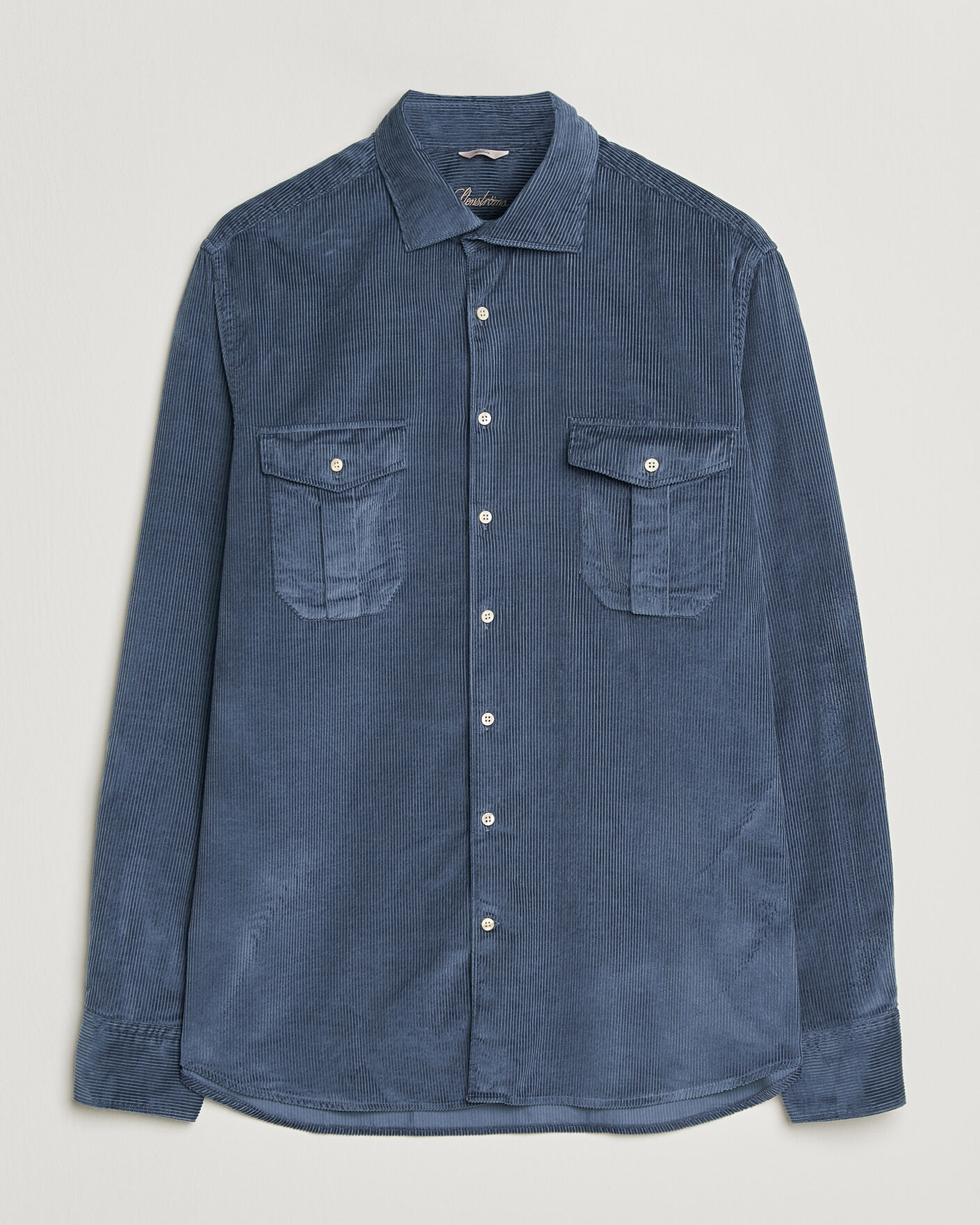 Uomini | Camicie | Stenströms | Regular Fit Cord Pocket Shirt Blue