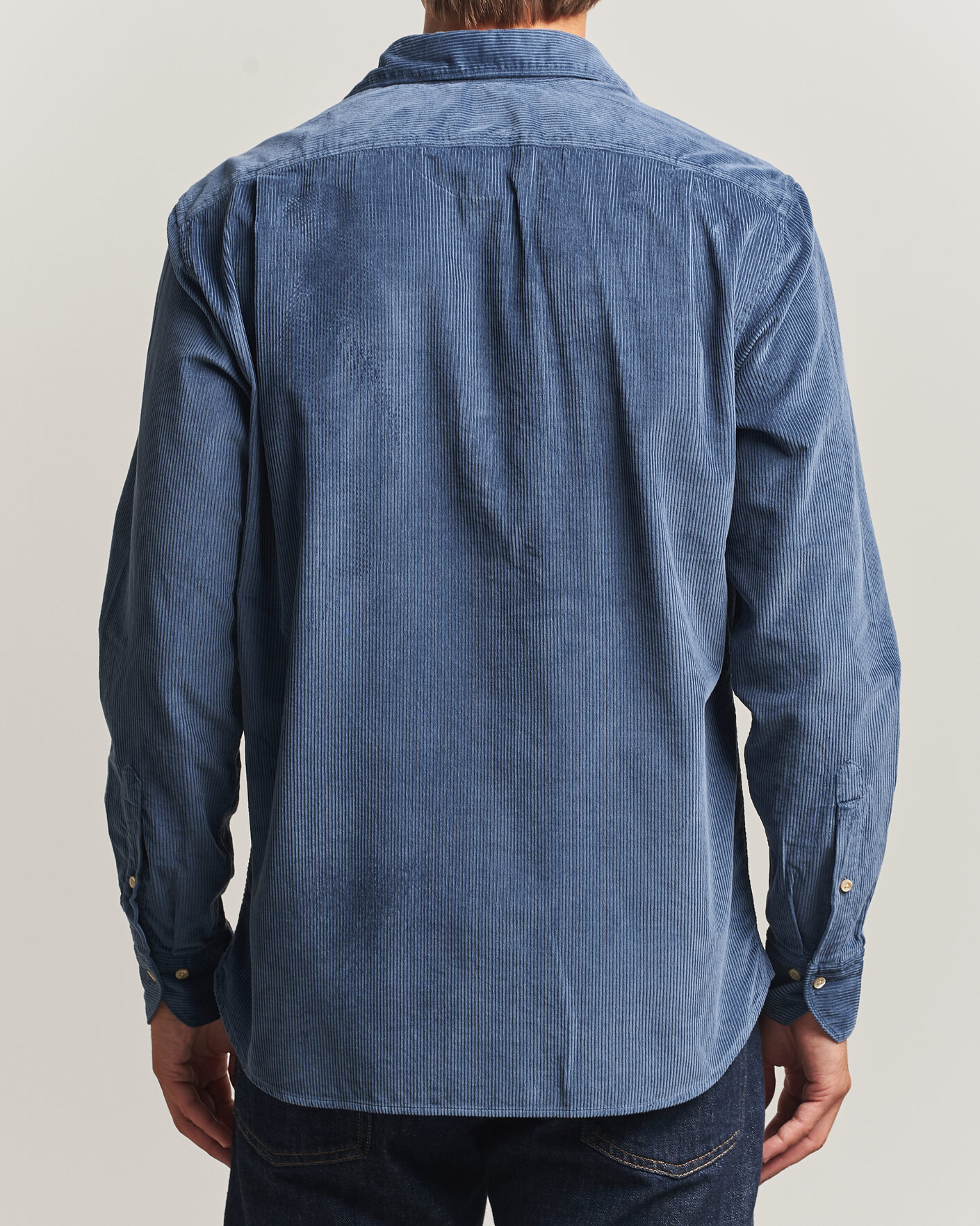 Uomini | Camicie | Stenströms | Regular Fit Cord Pocket Shirt Blue