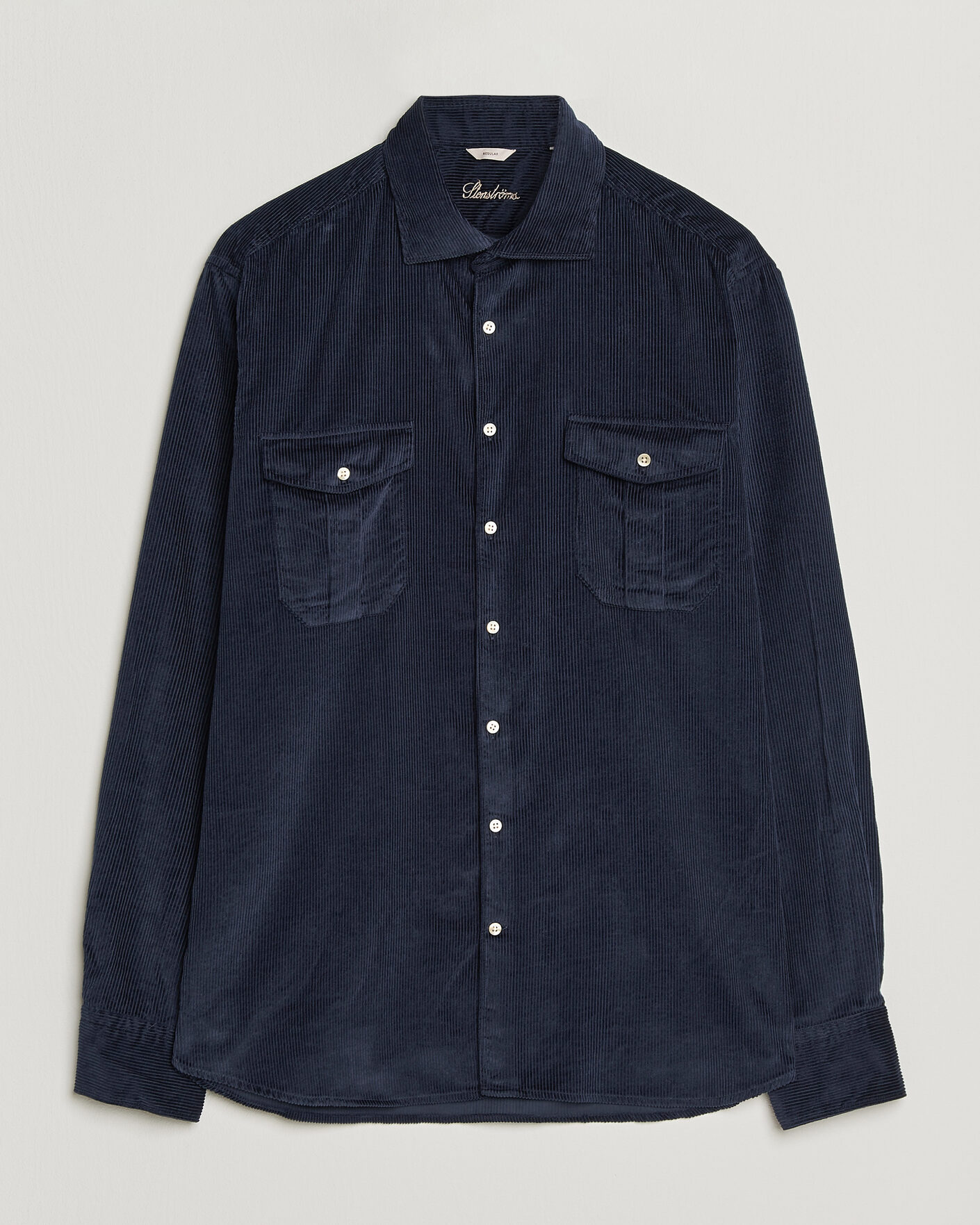 Uomini | Camicie | Stenströms | Regular Fit Cord Pocket Shirt Navy