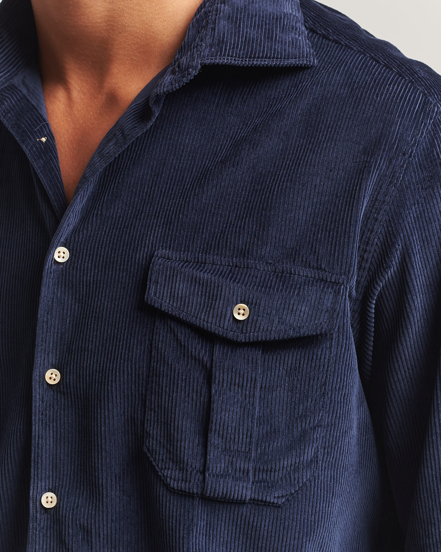 Uomini | Camicie | Stenströms | Regular Fit Cord Pocket Shirt Navy