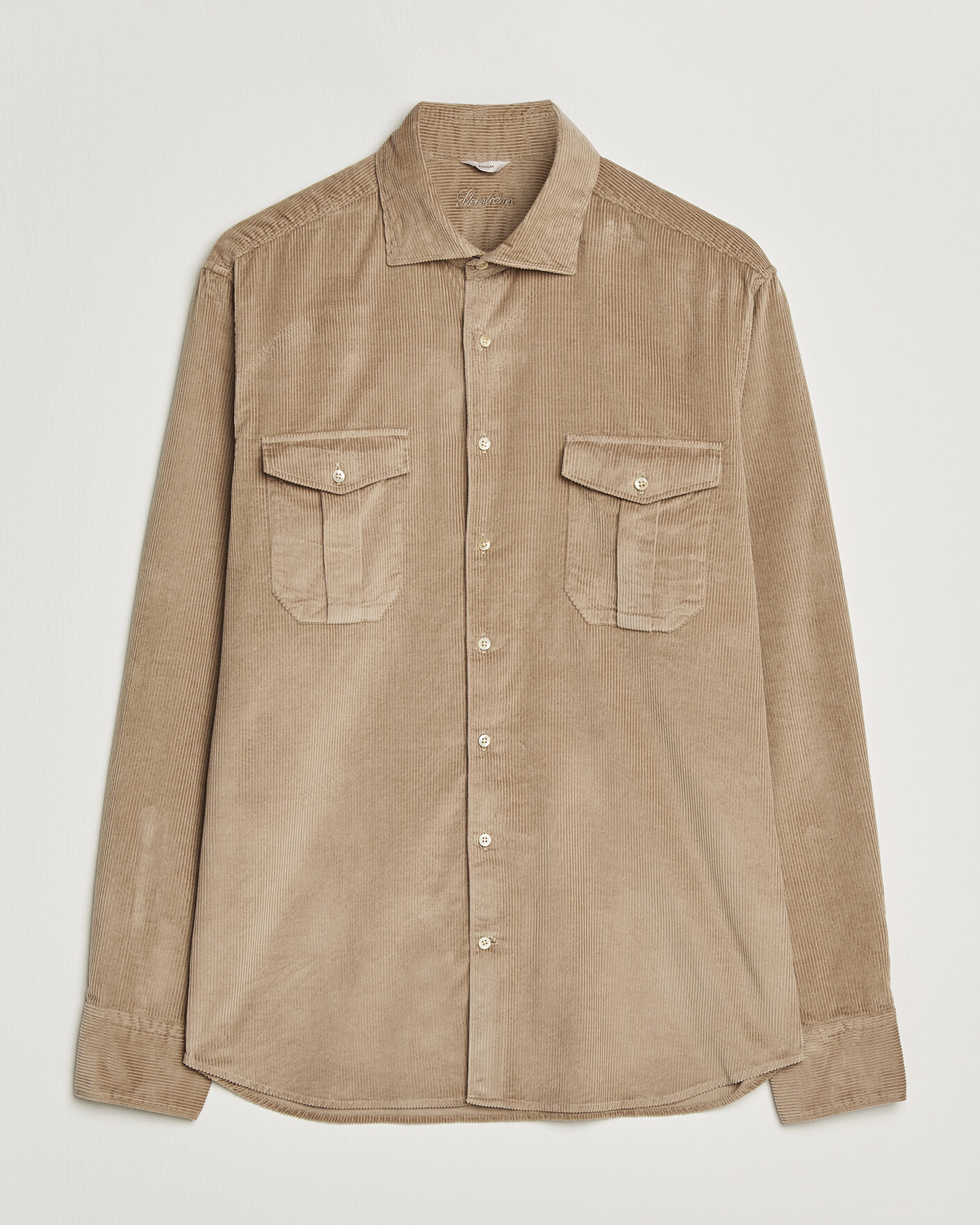 Uomini | Camicie | Stenströms | Regular Fit Cord Pocket Shirt Light Brown
