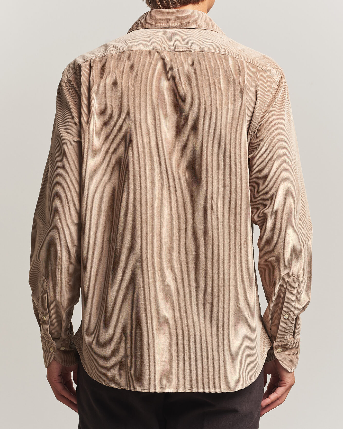 Uomini | Camicie | Stenströms | Regular Fit Cord Pocket Shirt Light Brown