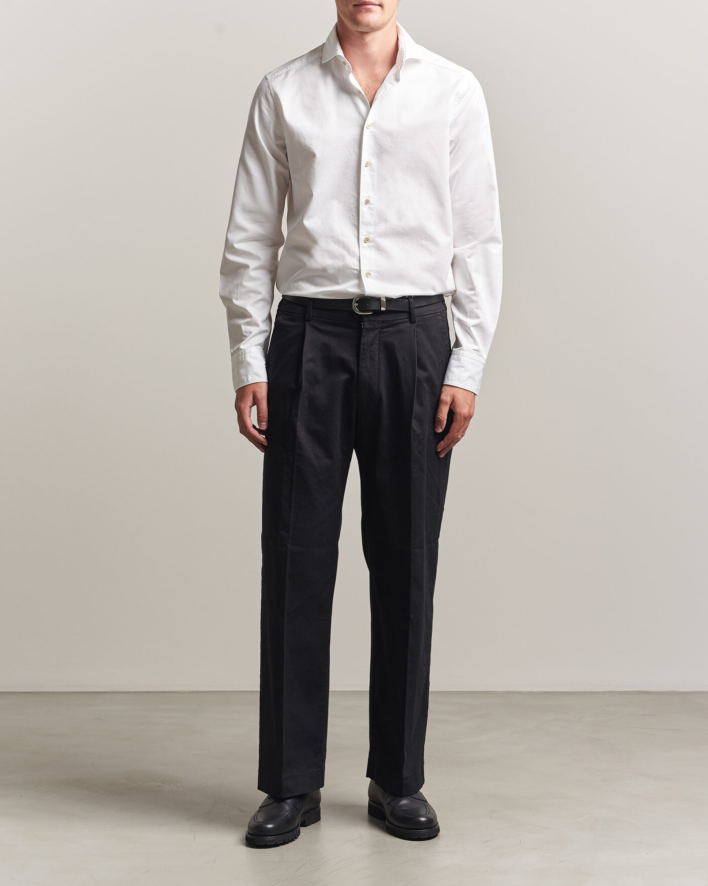 Uomini | Camicie | Stenströms | Slimline Washed Cotton Twill Cut Away Shirt White