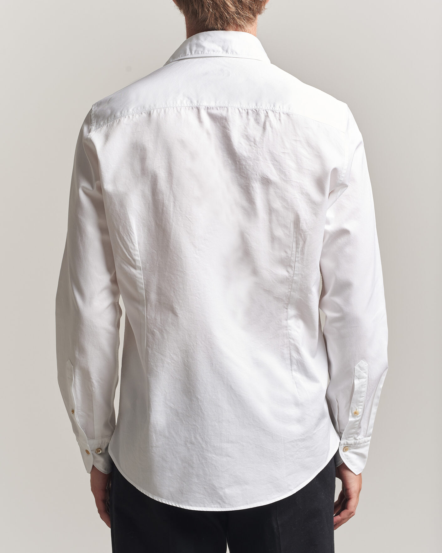Uomini | Camicie | Stenströms | Slimline Washed Cotton Twill Cut Away Shirt White