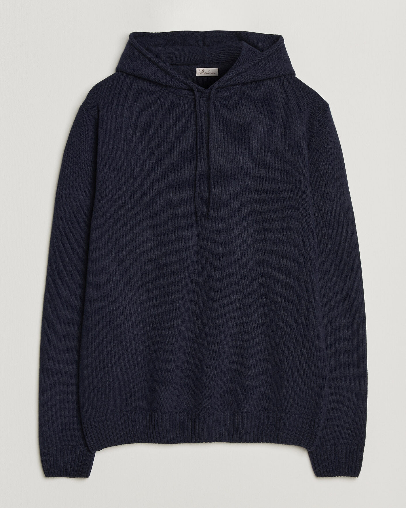 Uomini | Maglieria | Stenströms | Brushed Merino Hood Navy
