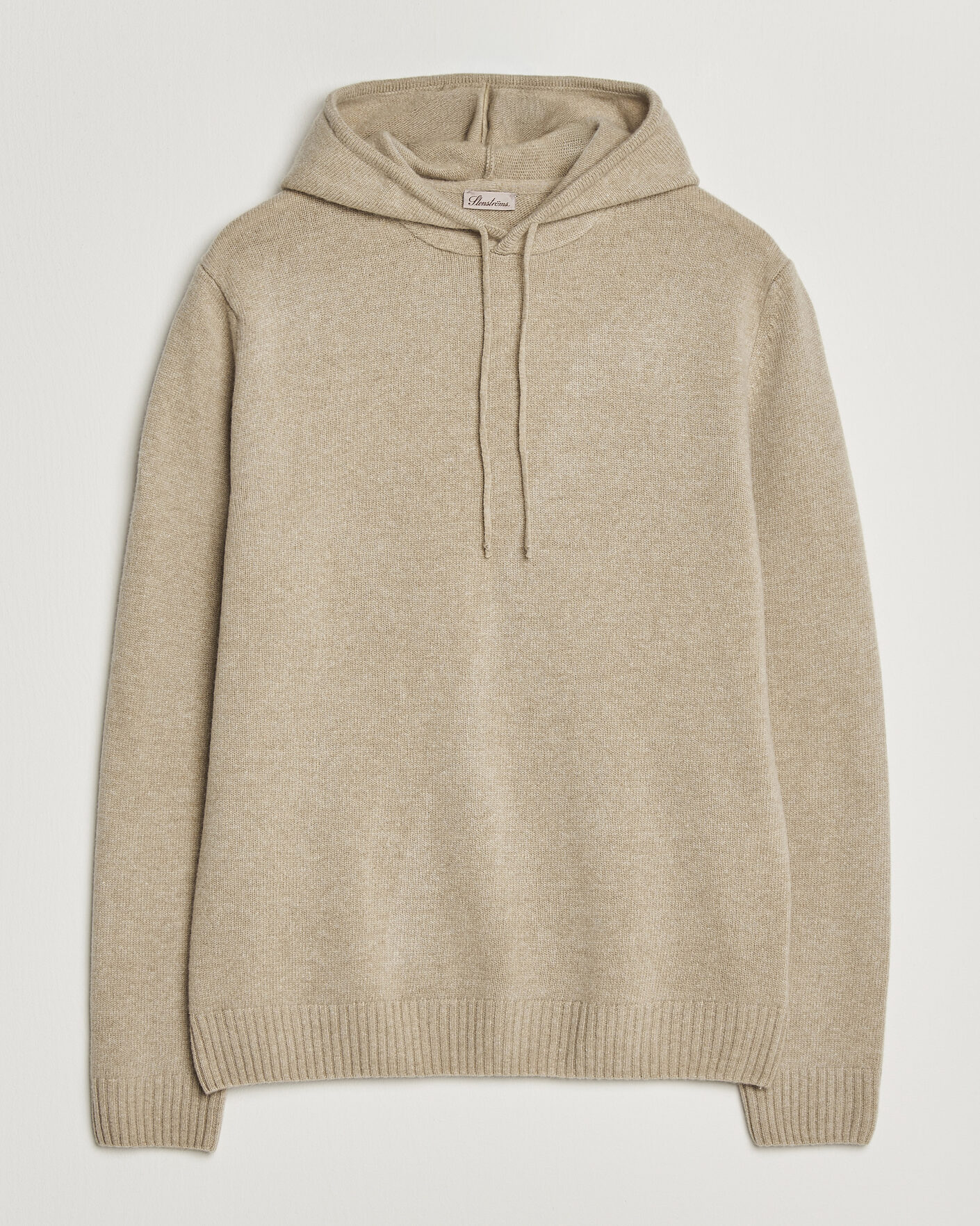 Uomini | Maglieria | Stenströms | Brushed Merino Hood Beige