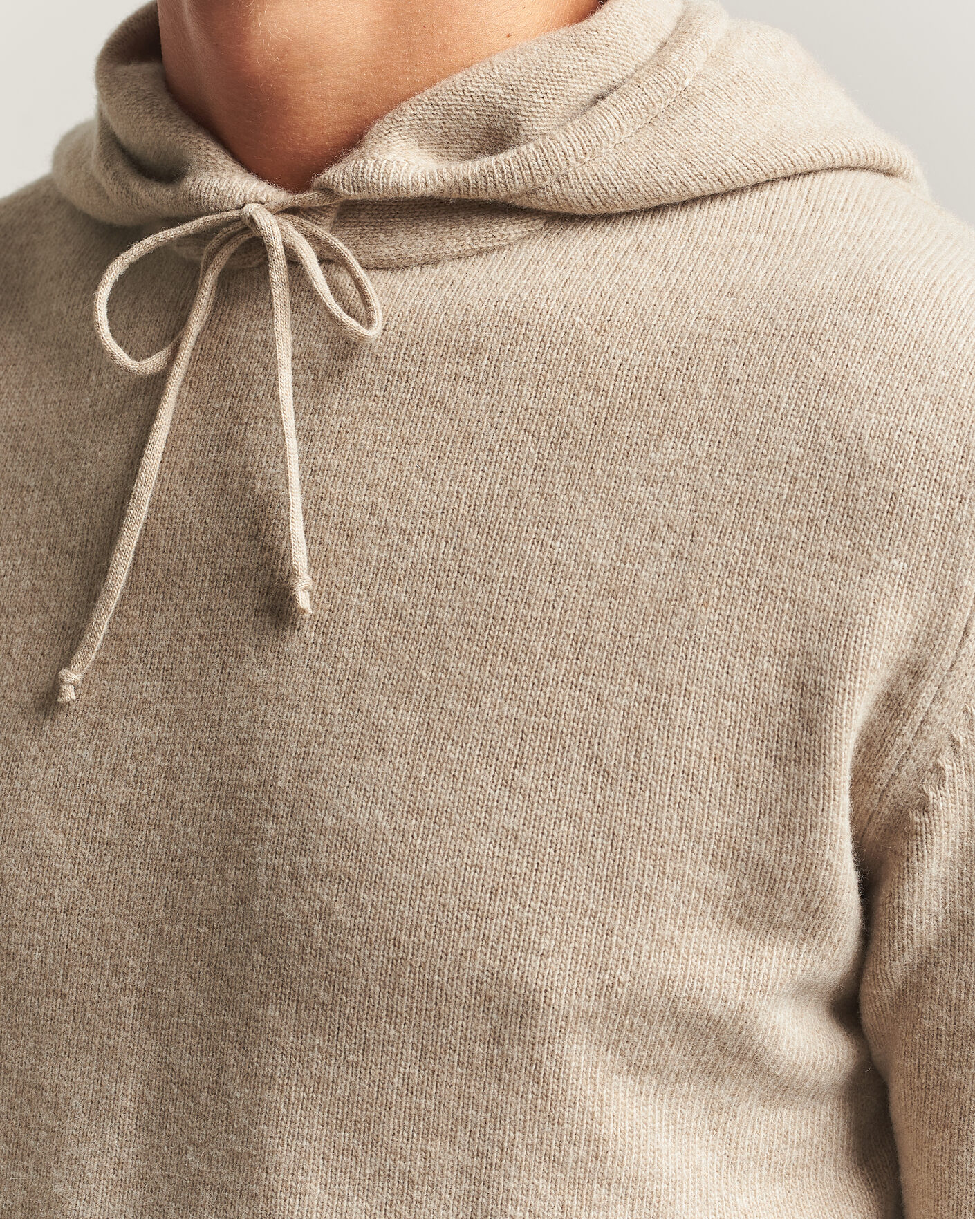 Uomini | Maglieria | Stenströms | Brushed Merino Hood Beige