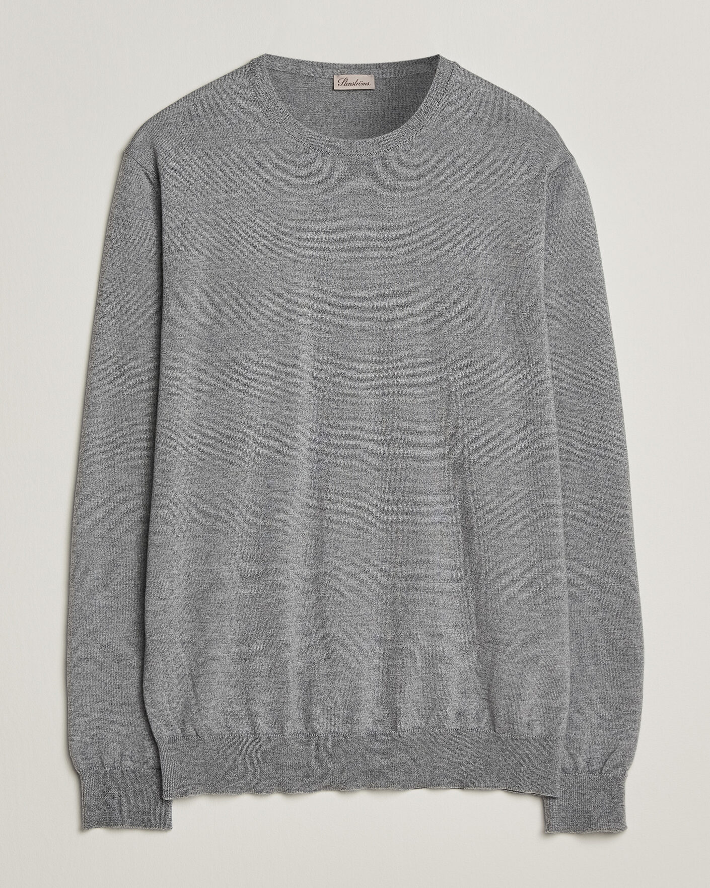Uomini | Maglieria | Stenströms | Merino Crew Neck Grey Mouline