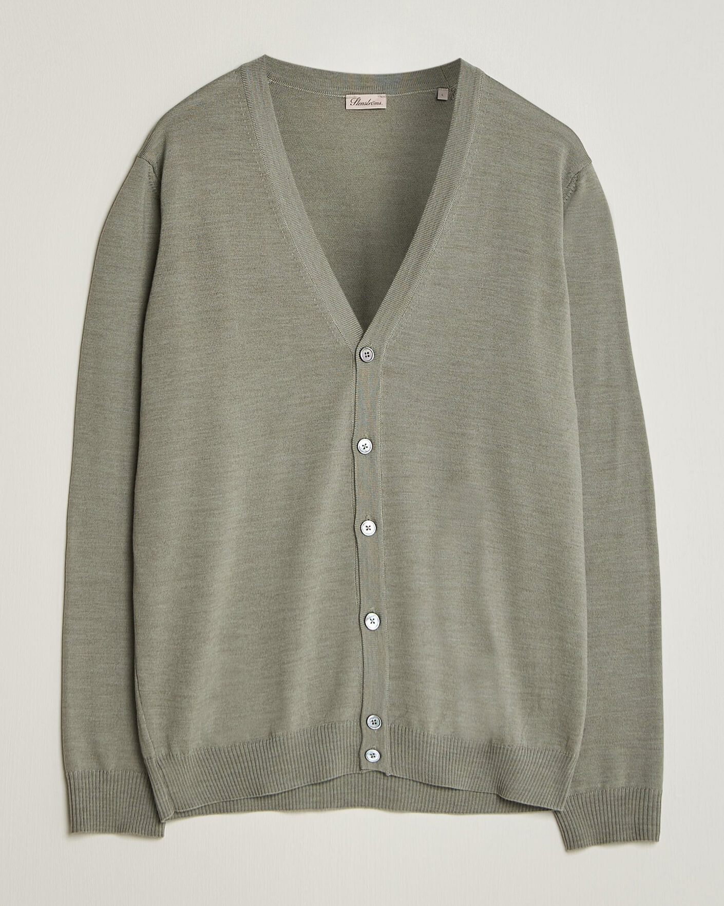 Uomini | Maglieria | Stenströms | Merino Cardigan Green/Grey