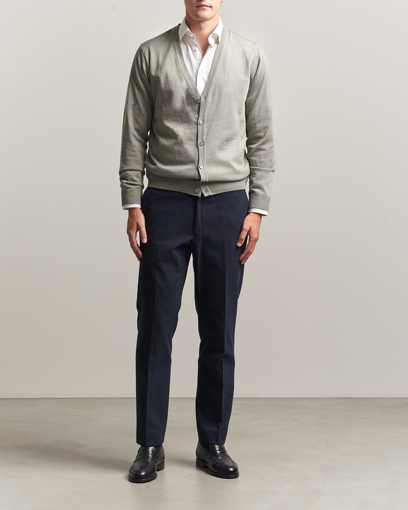 Uomini | Maglieria | Stenströms | Merino Cardigan Green/Grey