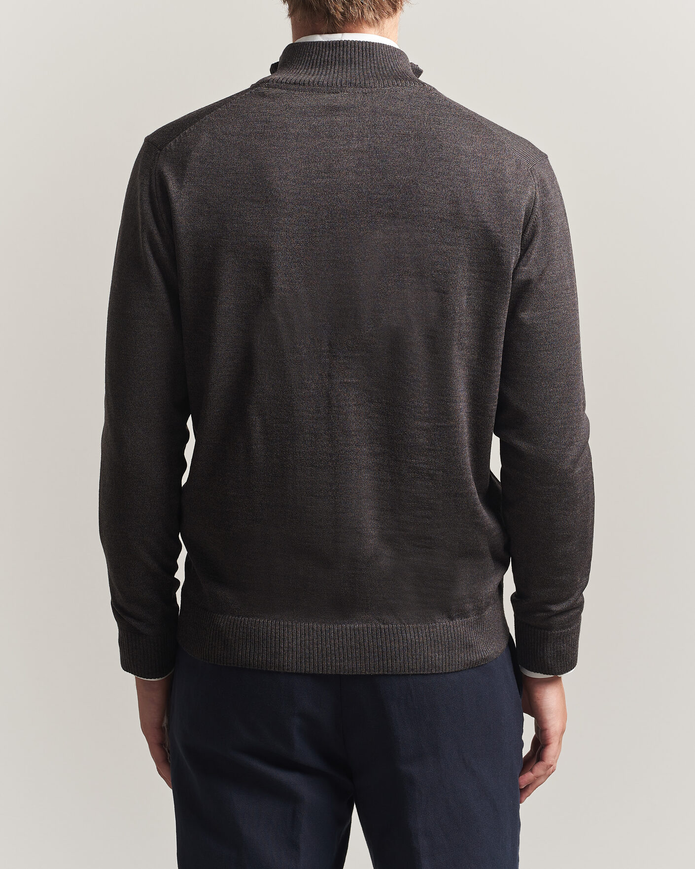 Uomini | Maglieria | Stenströms | Merino Full Zip Dark Brown