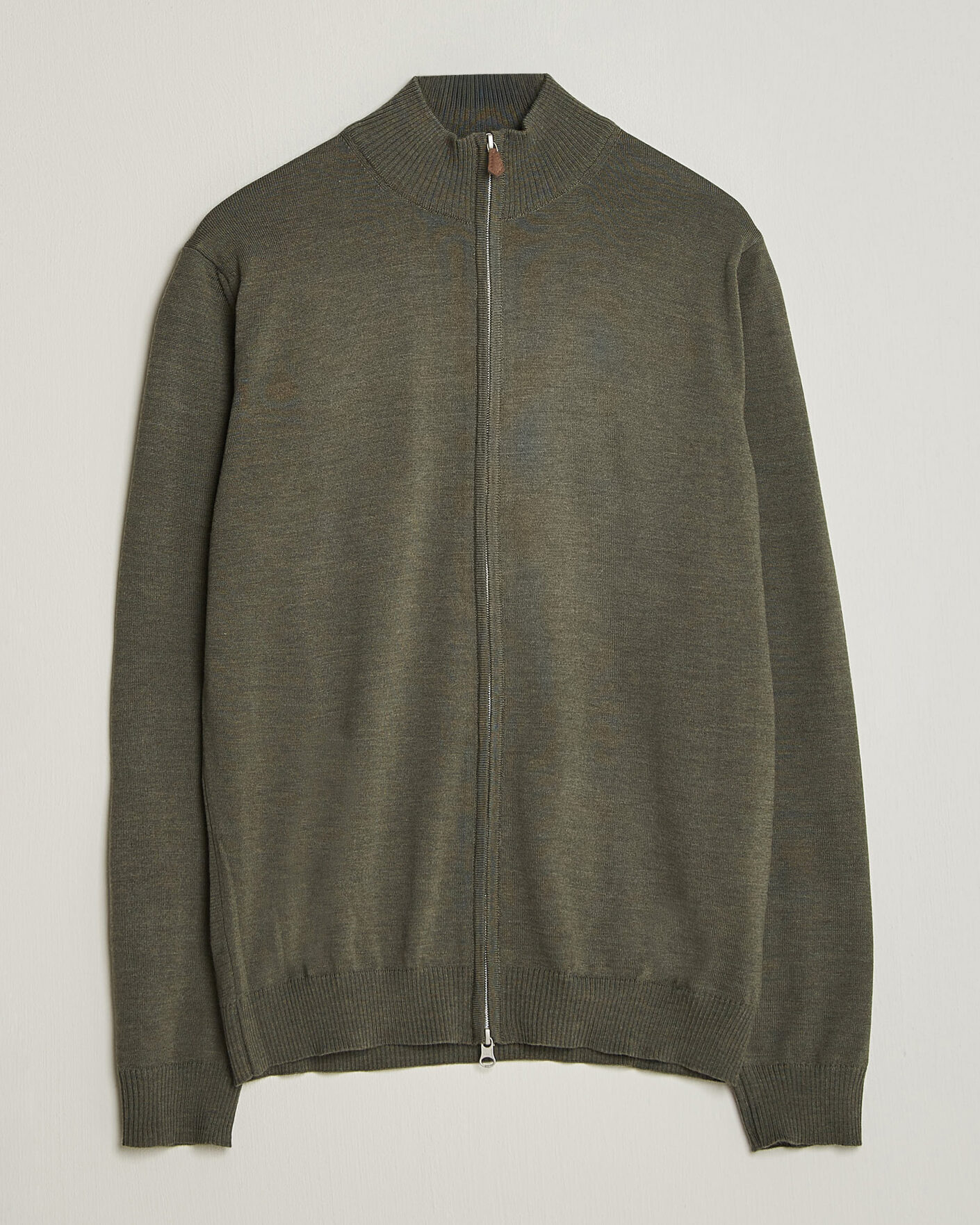 Uomini | Maglieria | Stenströms | Merino Full Zip Green