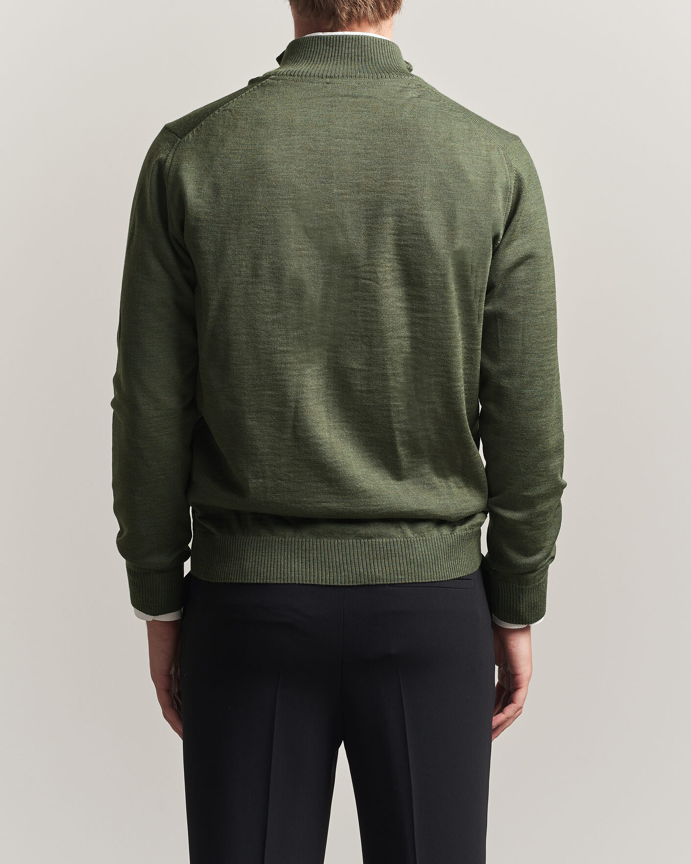 Uomini | Maglieria | Stenströms | Merino Full Zip Green