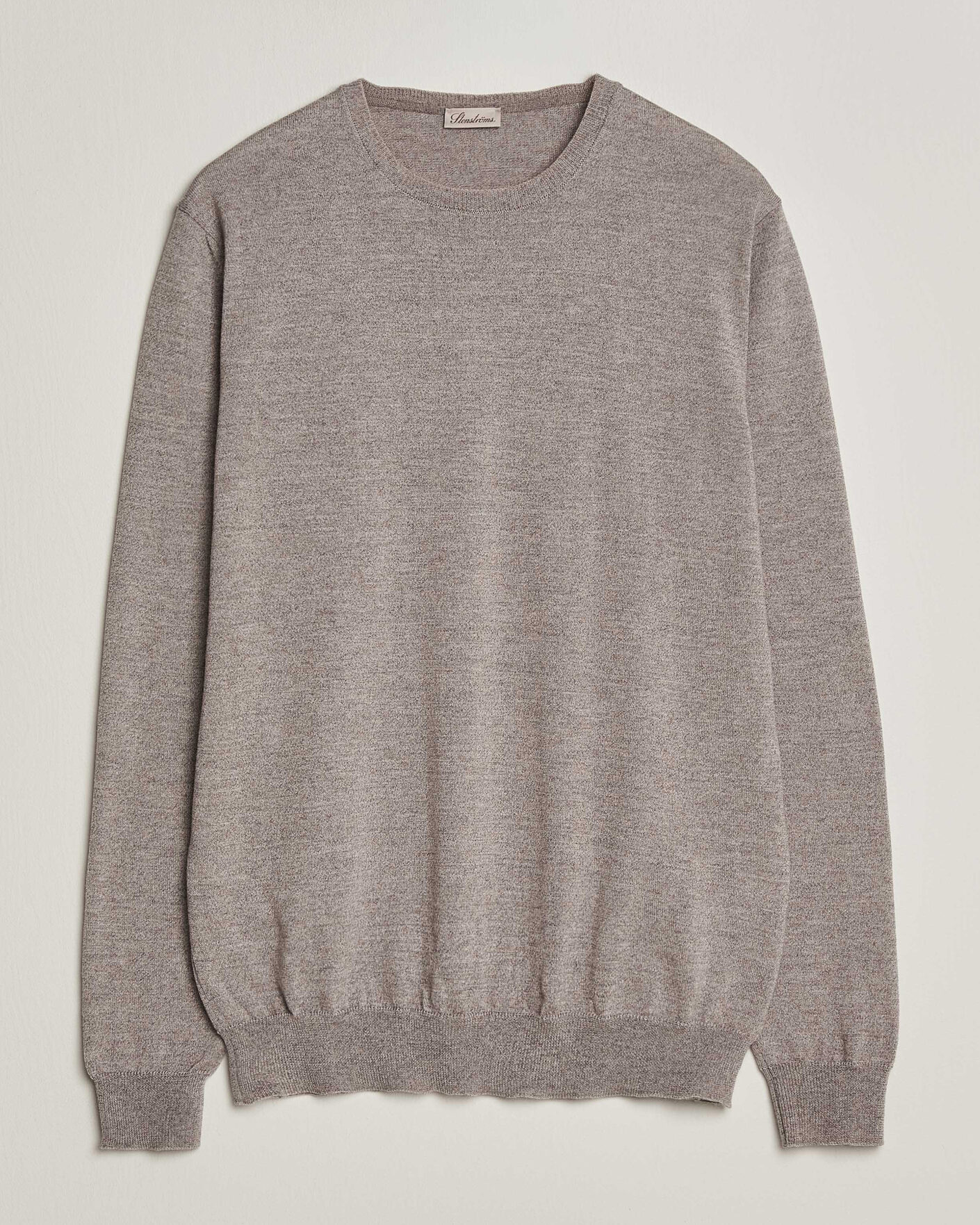 Uomini | Maglieria | Stenströms | Merino Patch Crew Neck Beige