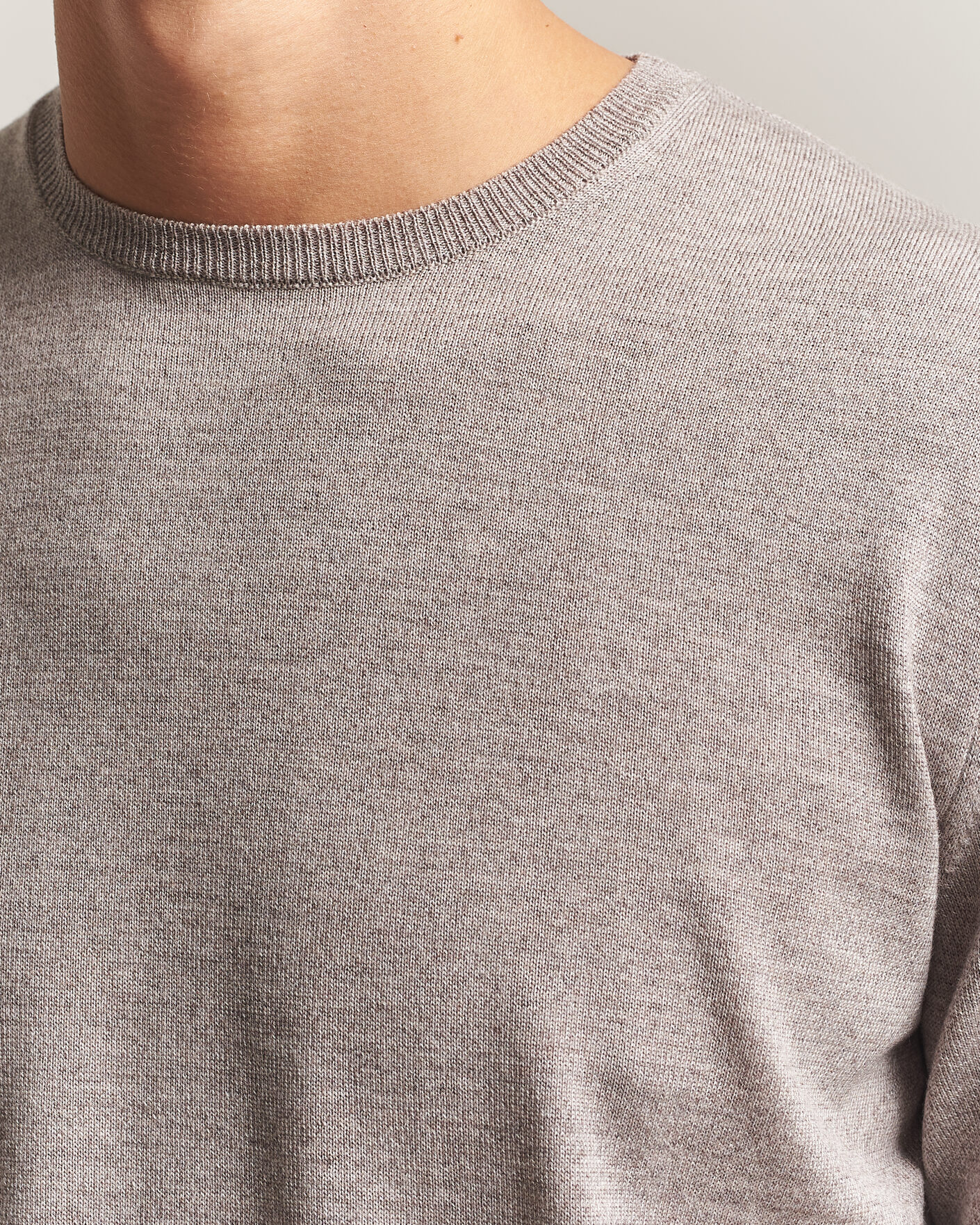 Uomini | Maglieria | Stenströms | Merino Patch Crew Neck Beige