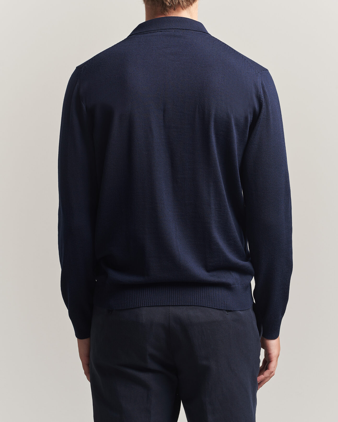 Uomini | Maglieria | Stenströms | Merino Polo Navy