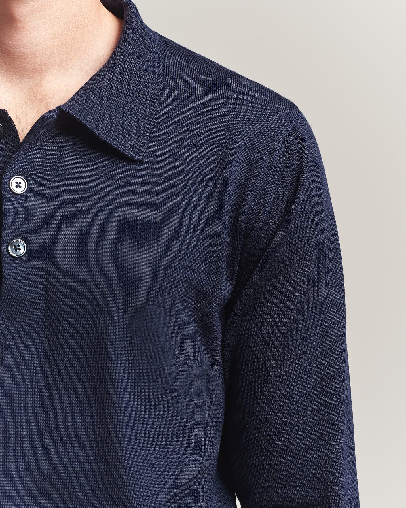 Uomini | Maglieria | Stenströms | Merino Polo Navy