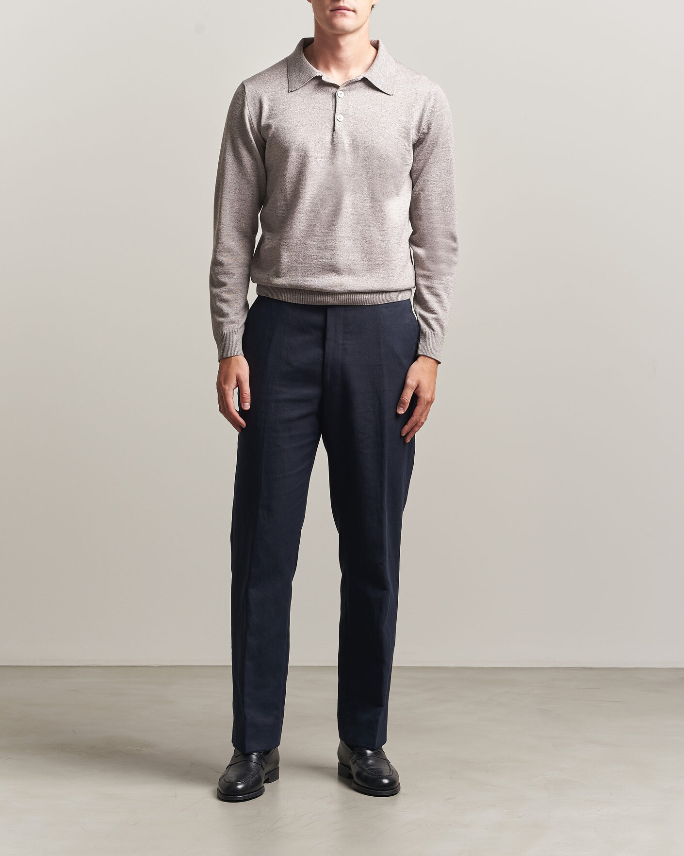 Uomini | Maglieria | Stenströms | Merino Polo Beige