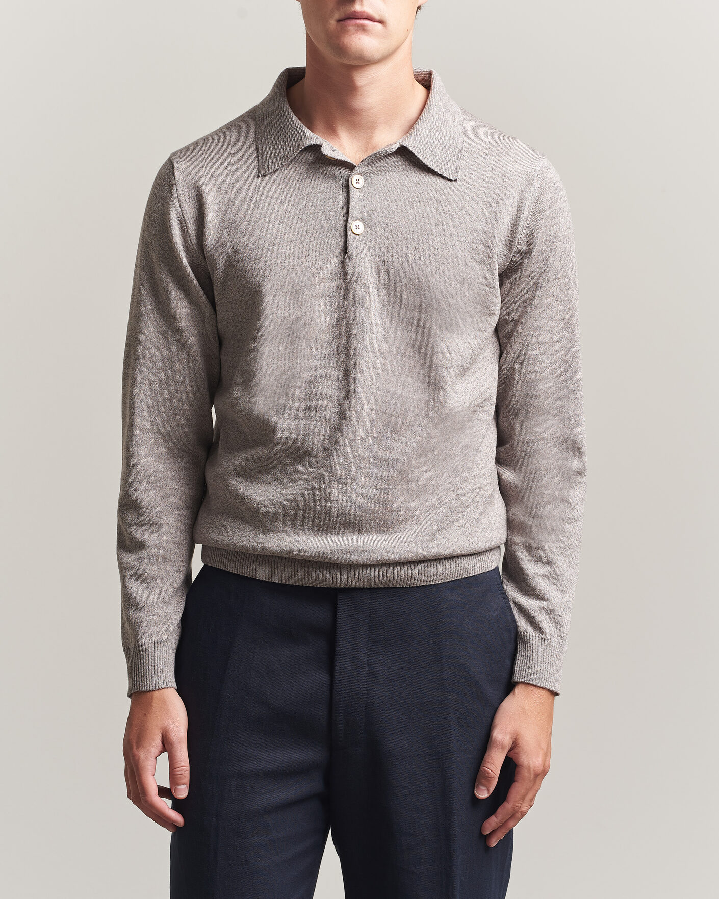 Uomini | Maglieria | Stenströms | Merino Polo Beige