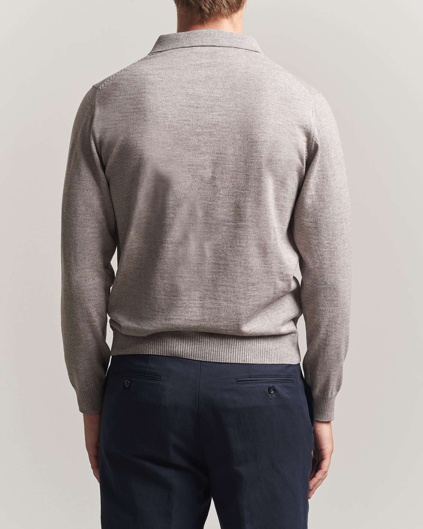 Uomini | Maglieria | Stenströms | Merino Polo Beige
