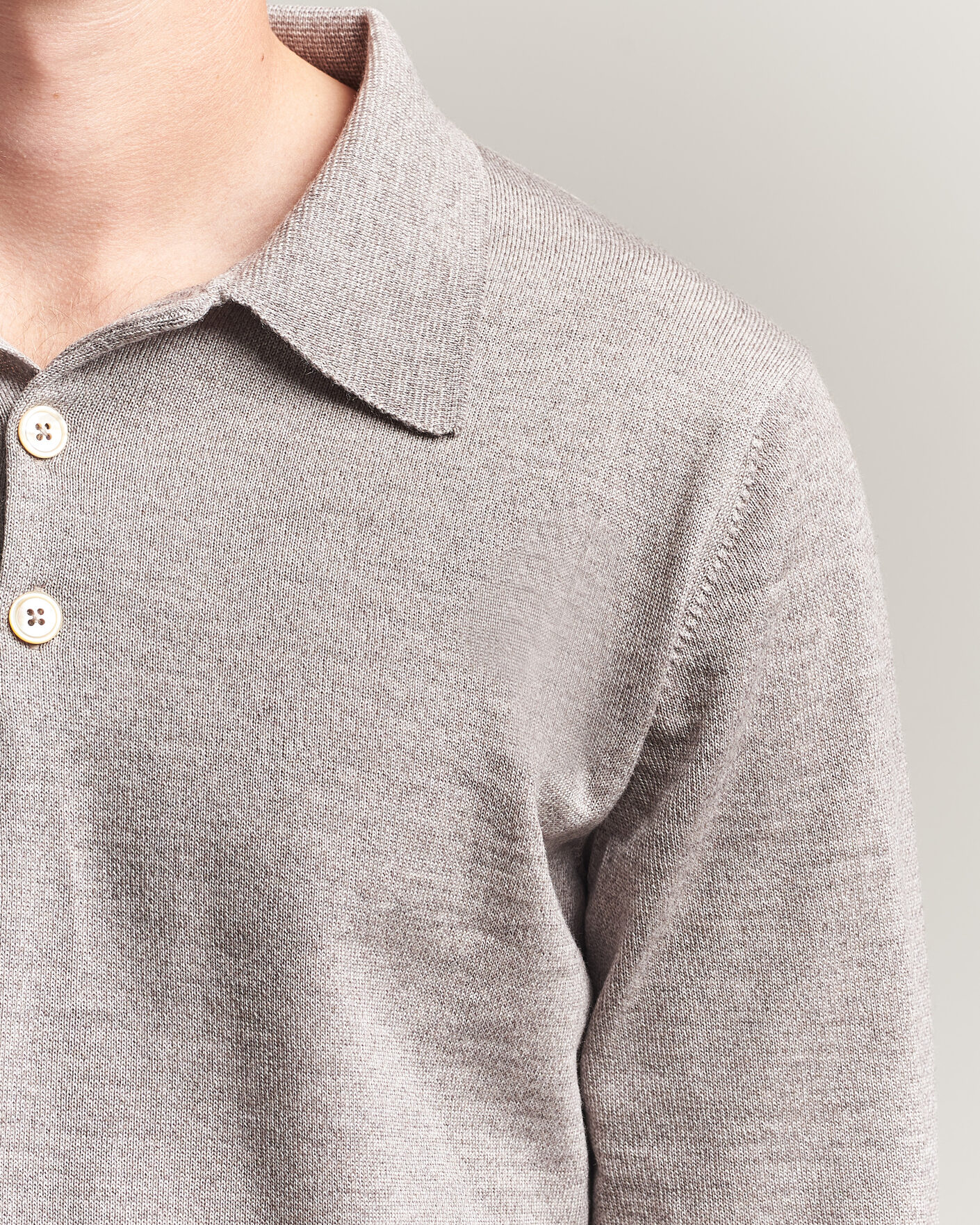 Uomini | Maglieria | Stenströms | Merino Polo Beige
