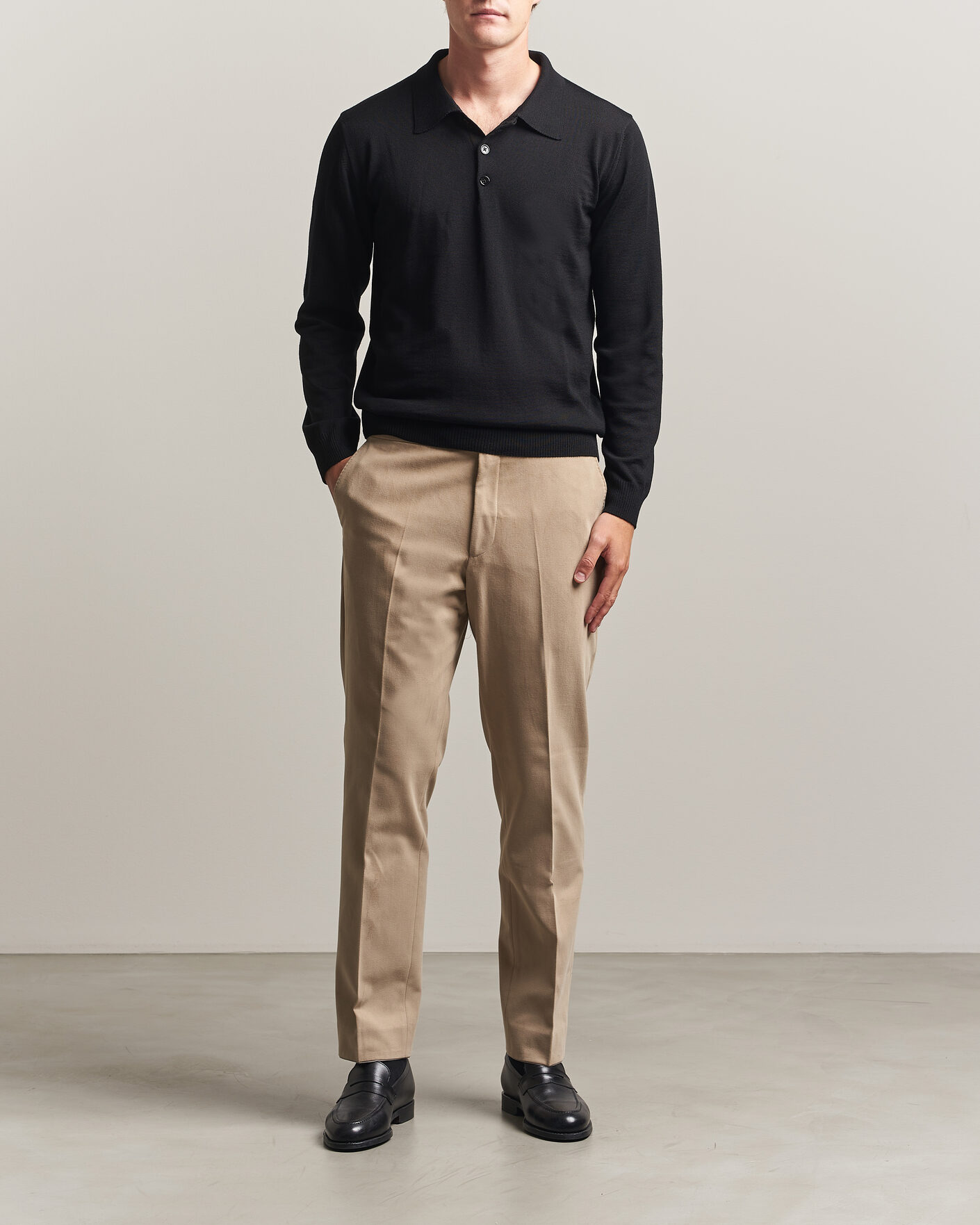 Uomini | Maglieria | Stenströms | Merino Polo Black
