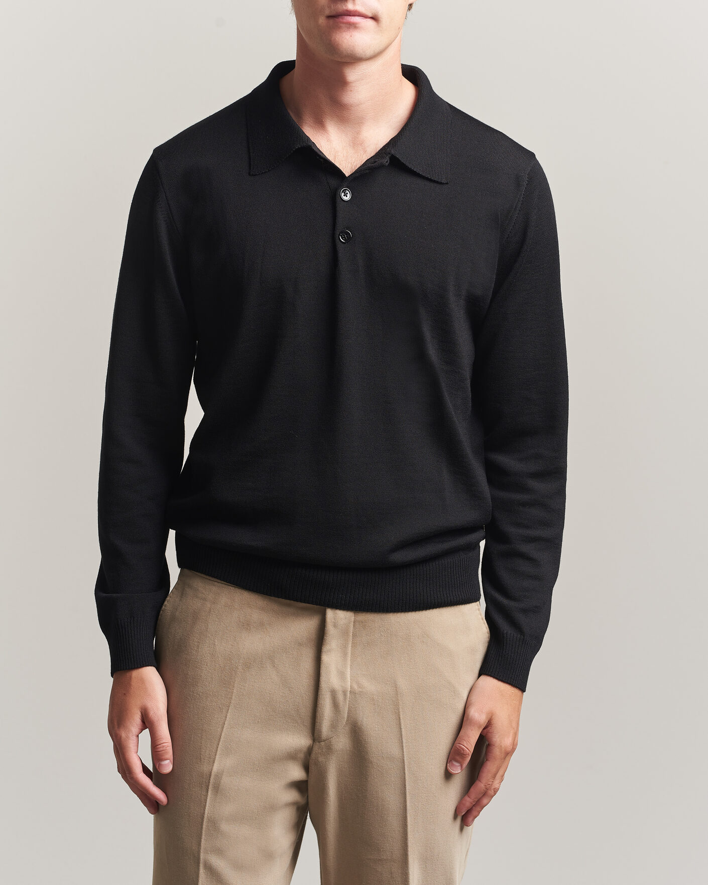 Uomini | Maglieria | Stenströms | Merino Polo Black