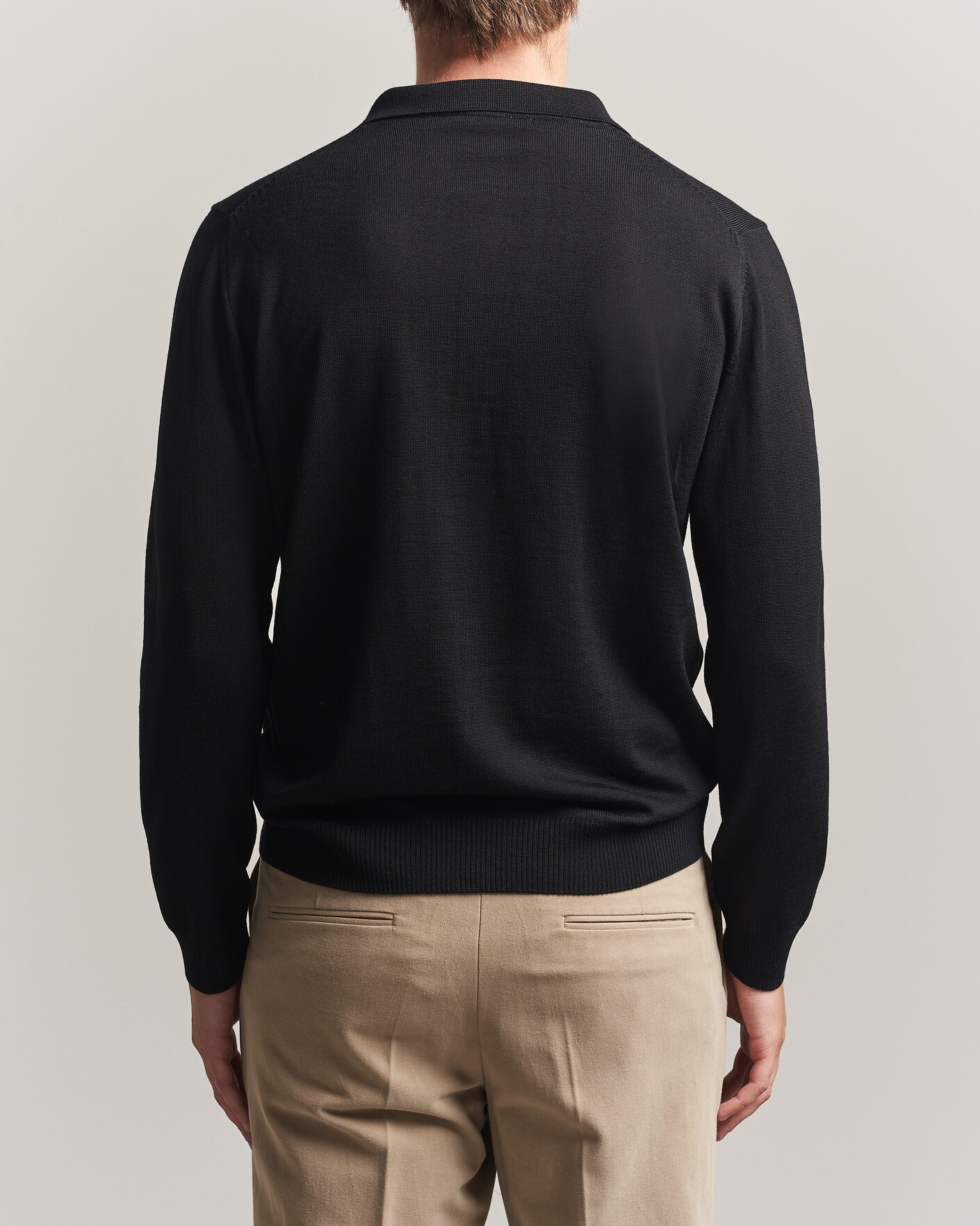 Uomini | Maglieria | Stenströms | Merino Polo Black