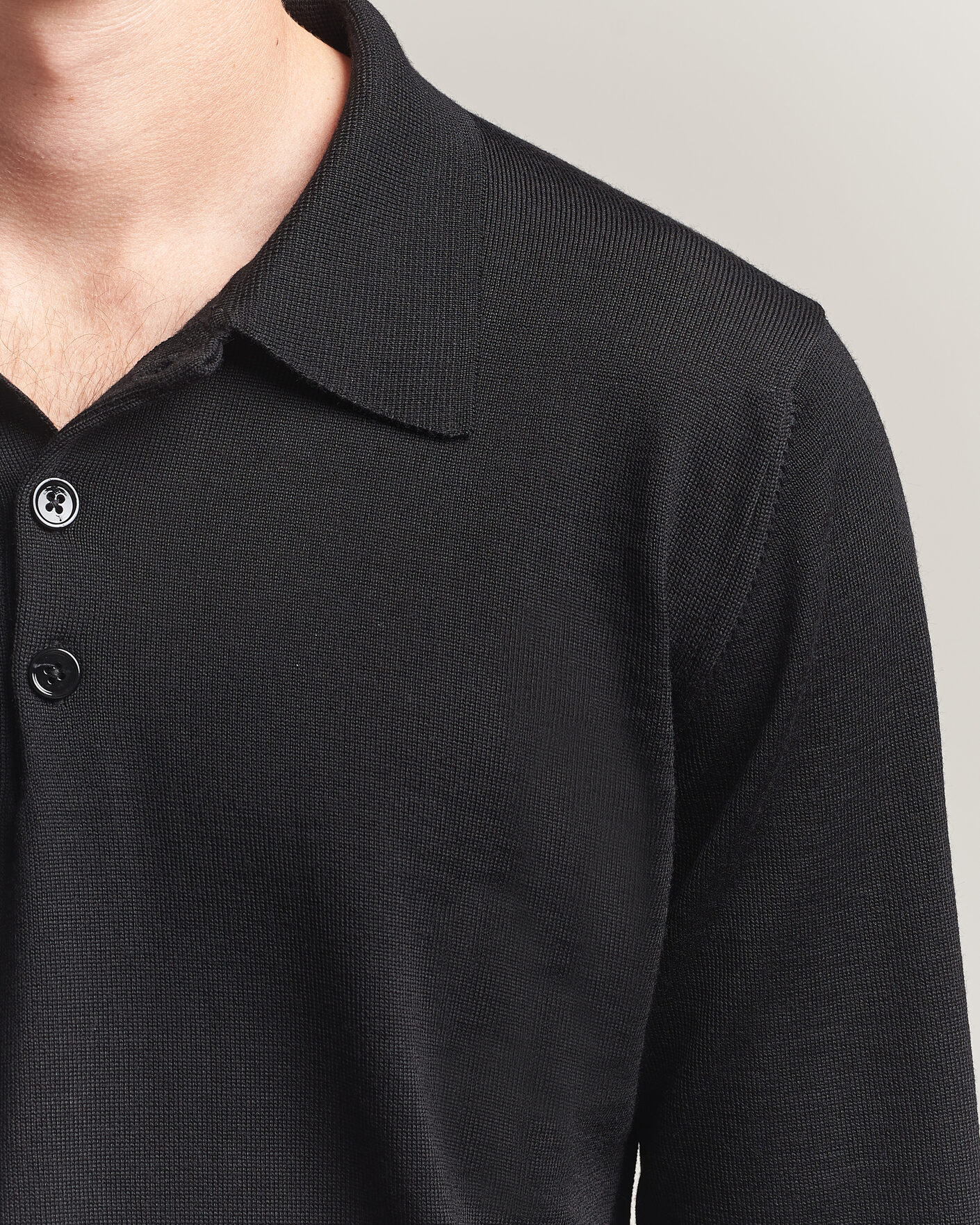 Uomini | Maglieria | Stenströms | Merino Polo Black