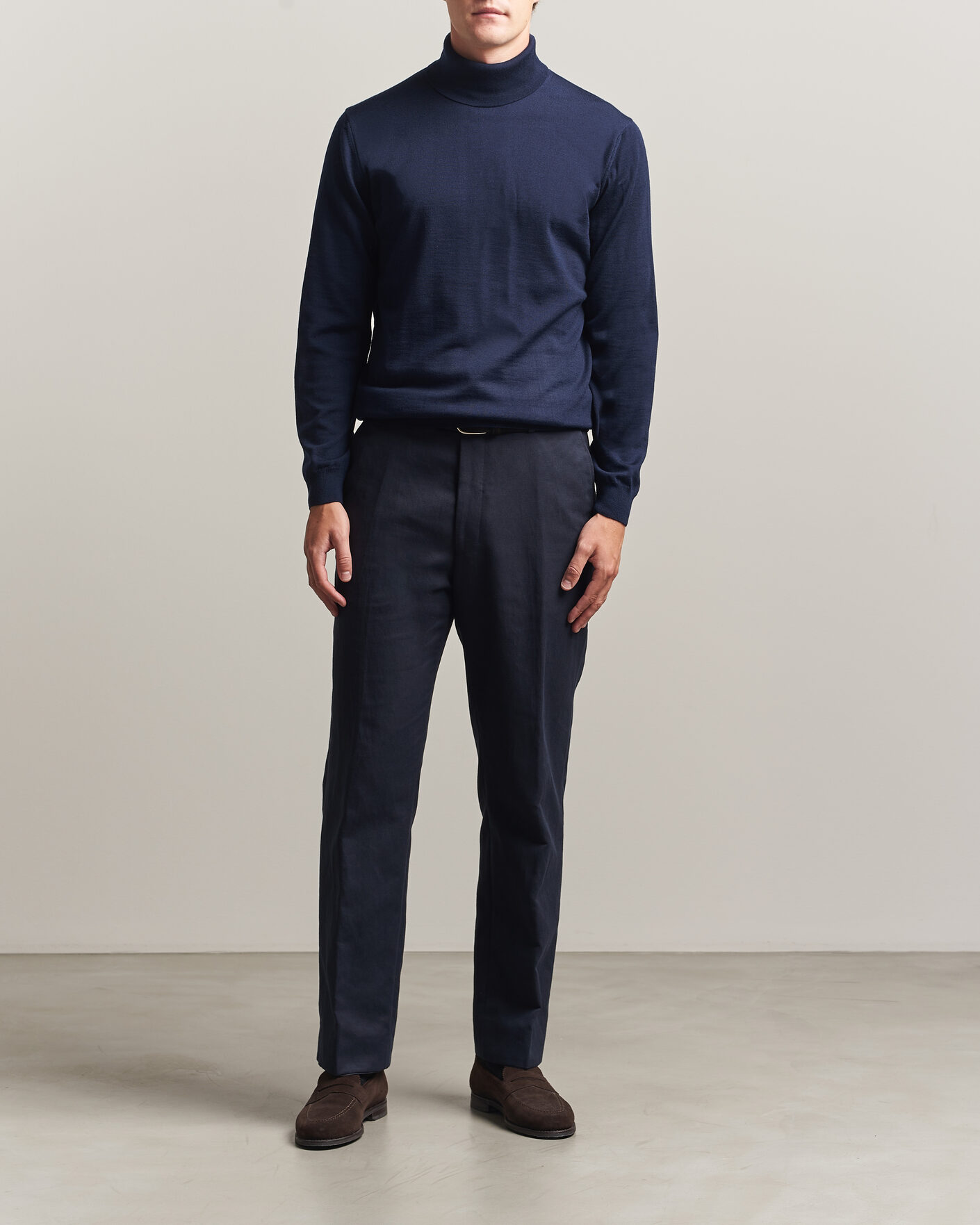 Uomini | Maglieria | Stenströms | Merino Rollneck Navy