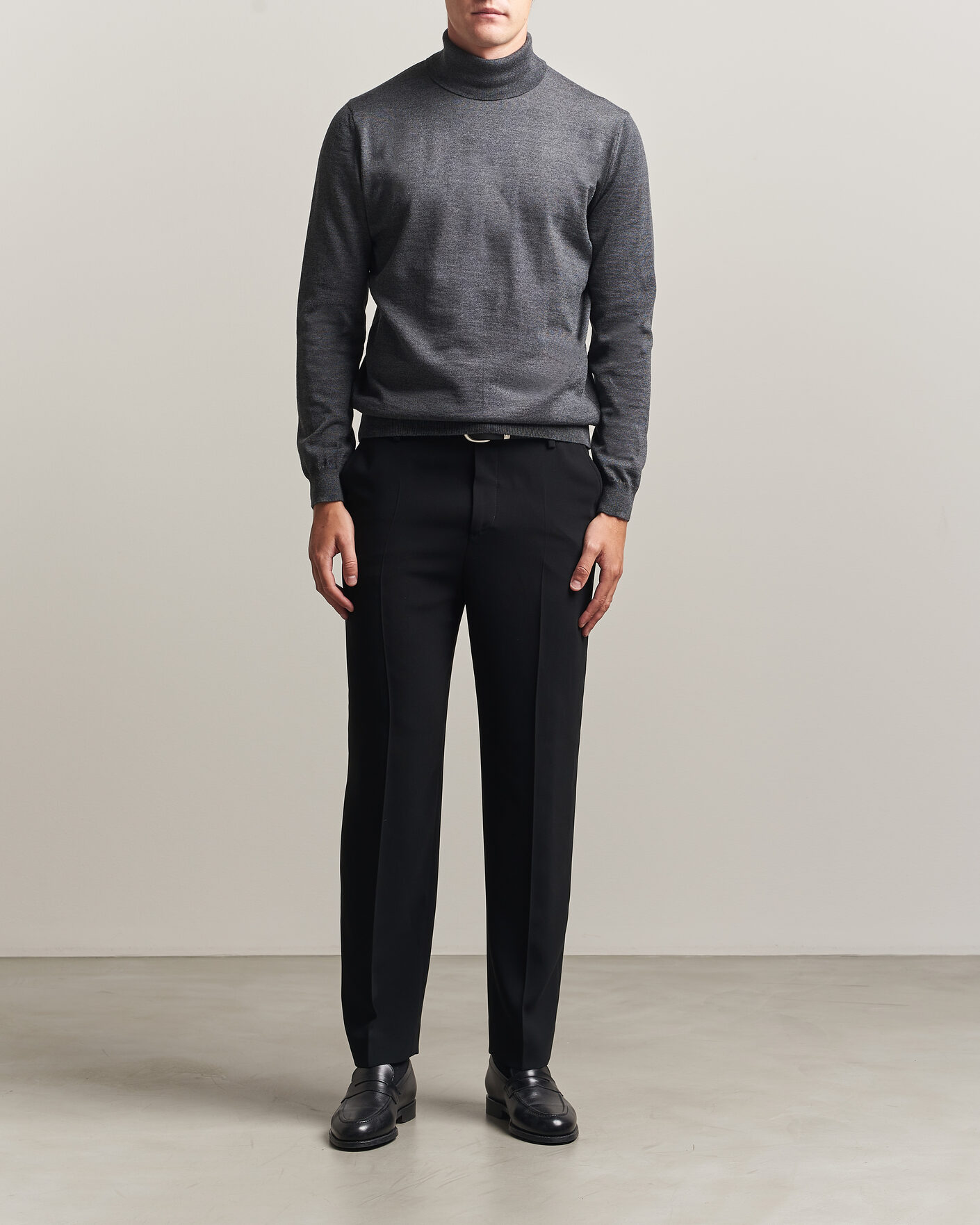 Uomini | Maglieria | Stenströms | Merino Rollneck Dark Grey