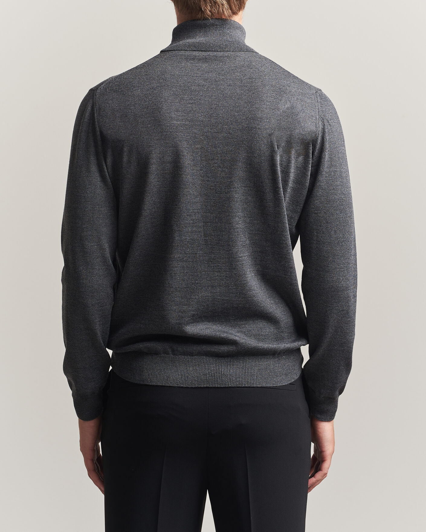 Uomini | Maglieria | Stenströms | Merino Rollneck Dark Grey