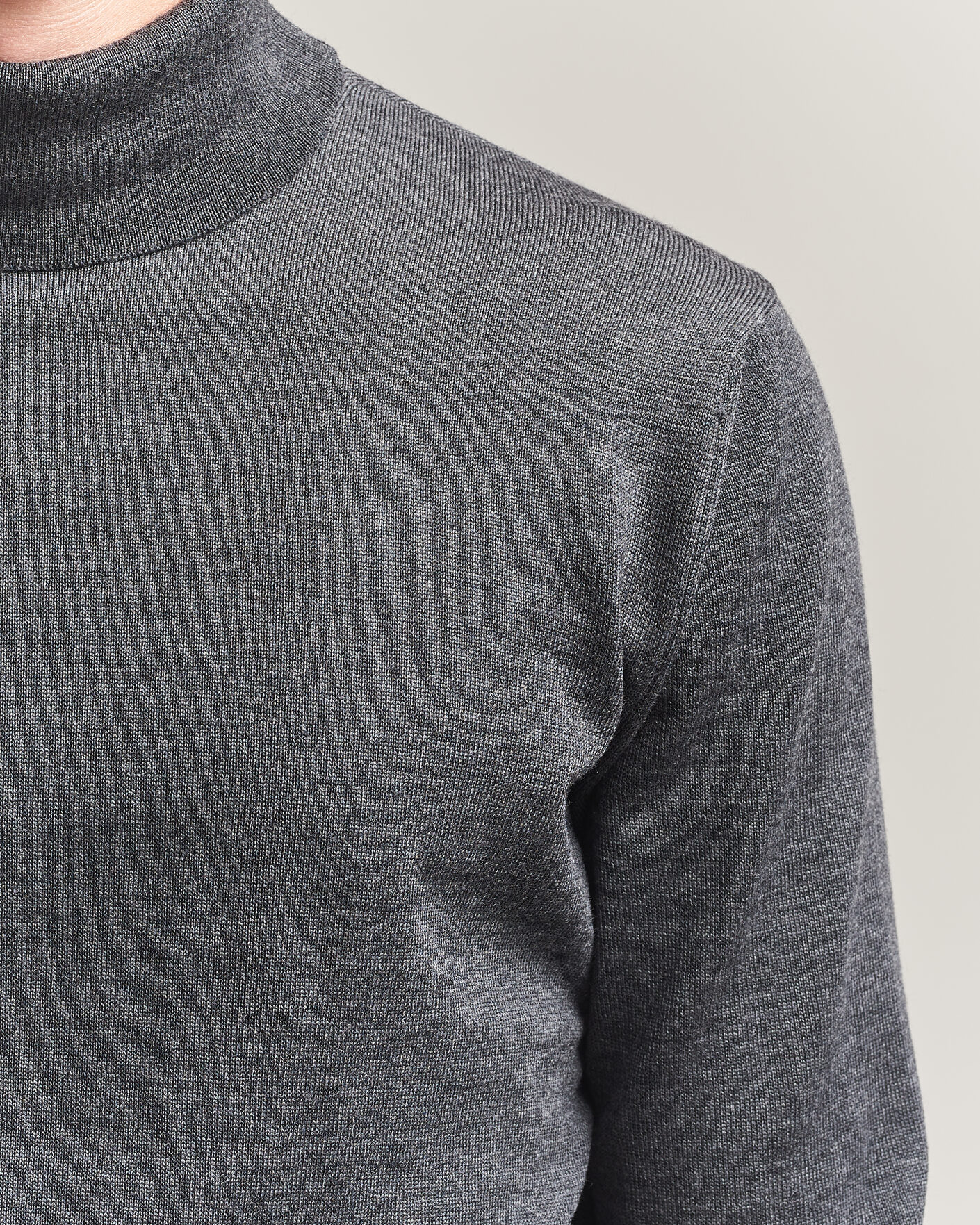 Uomini | Maglieria | Stenströms | Merino Rollneck Dark Grey