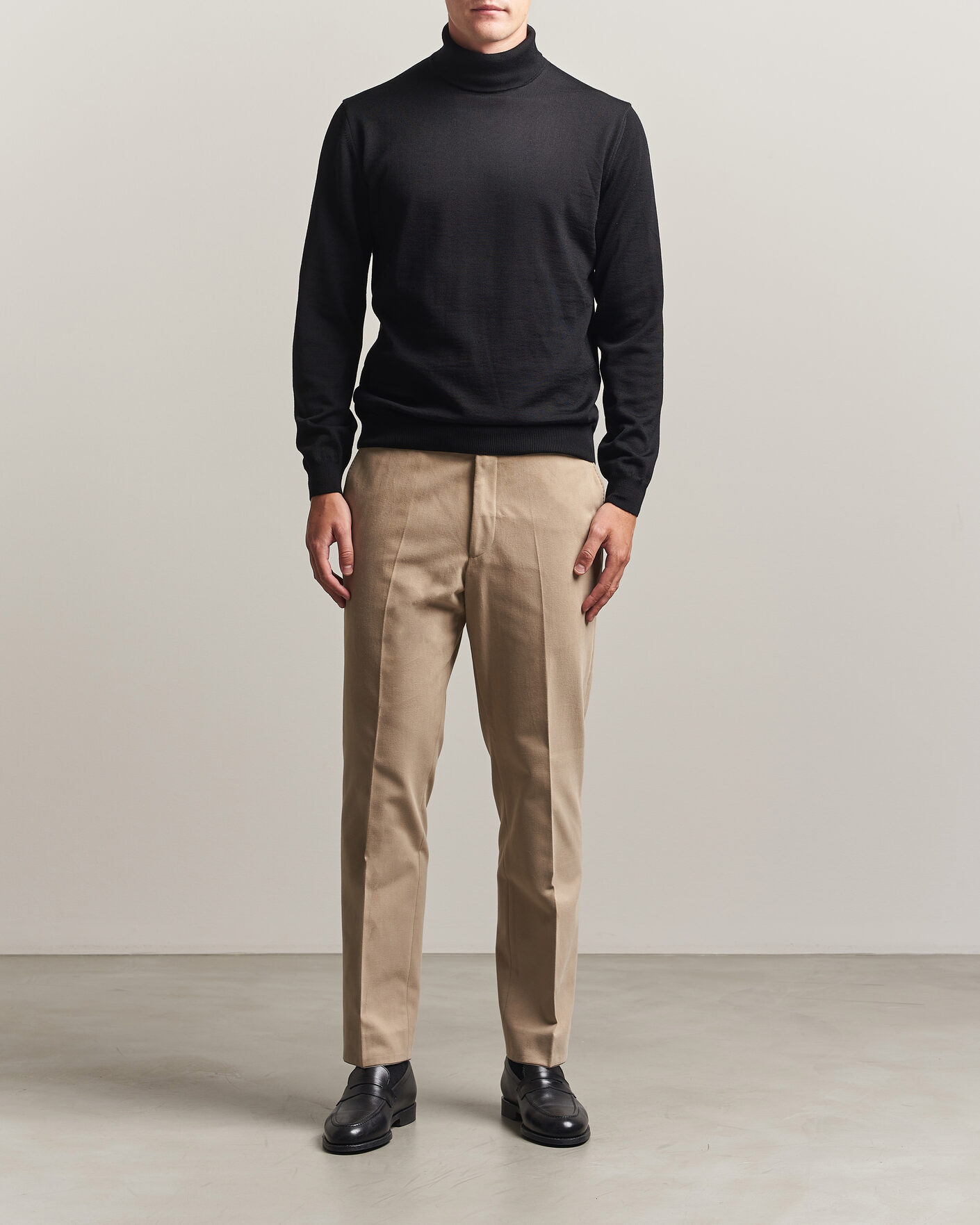 Uomini | Maglieria | Stenströms | Merino Rollneck Black