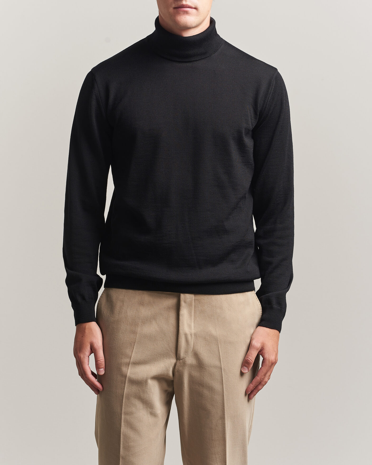 Uomini | Maglieria | Stenströms | Merino Rollneck Black