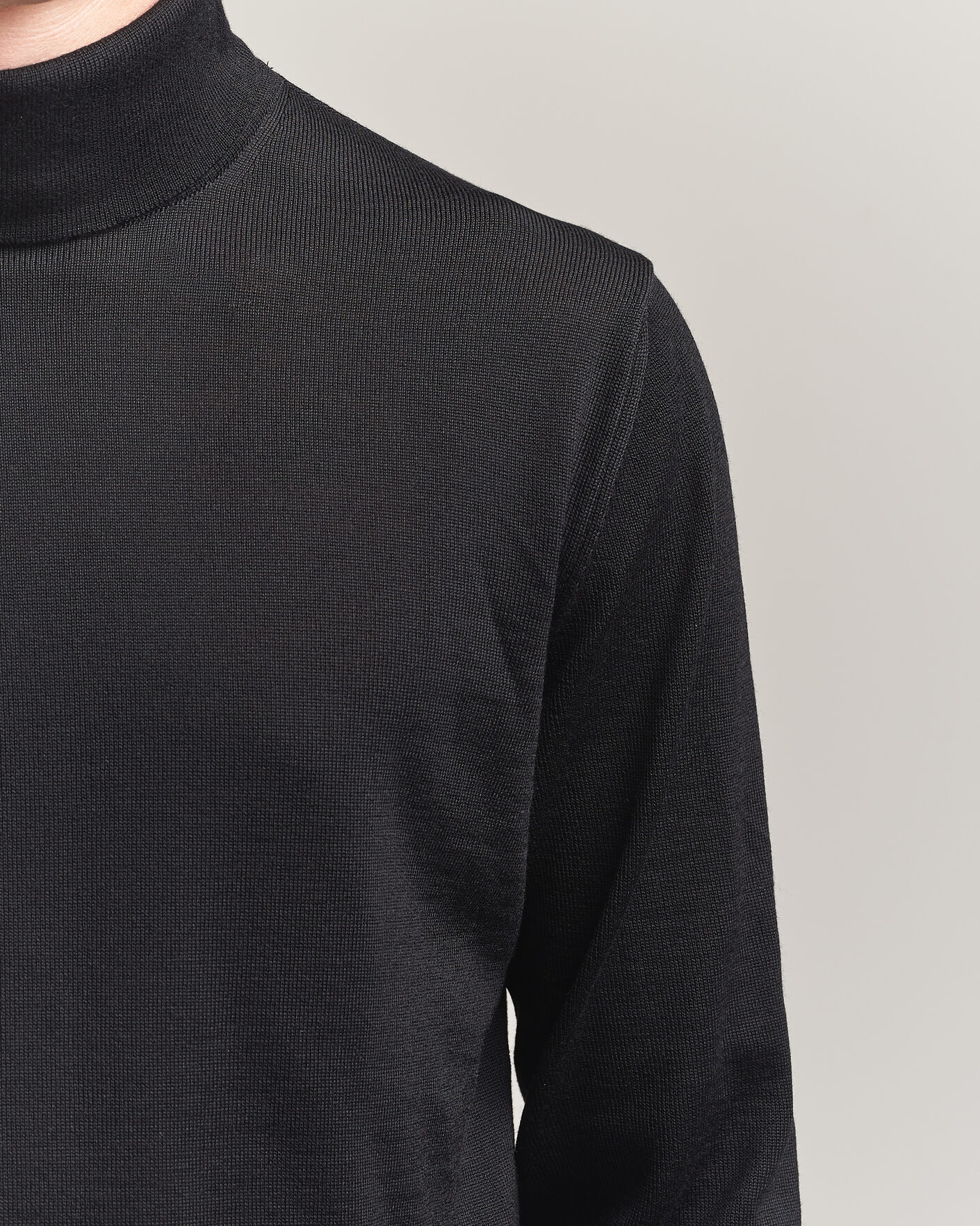 Uomini | Maglieria | Stenströms | Merino Rollneck Black