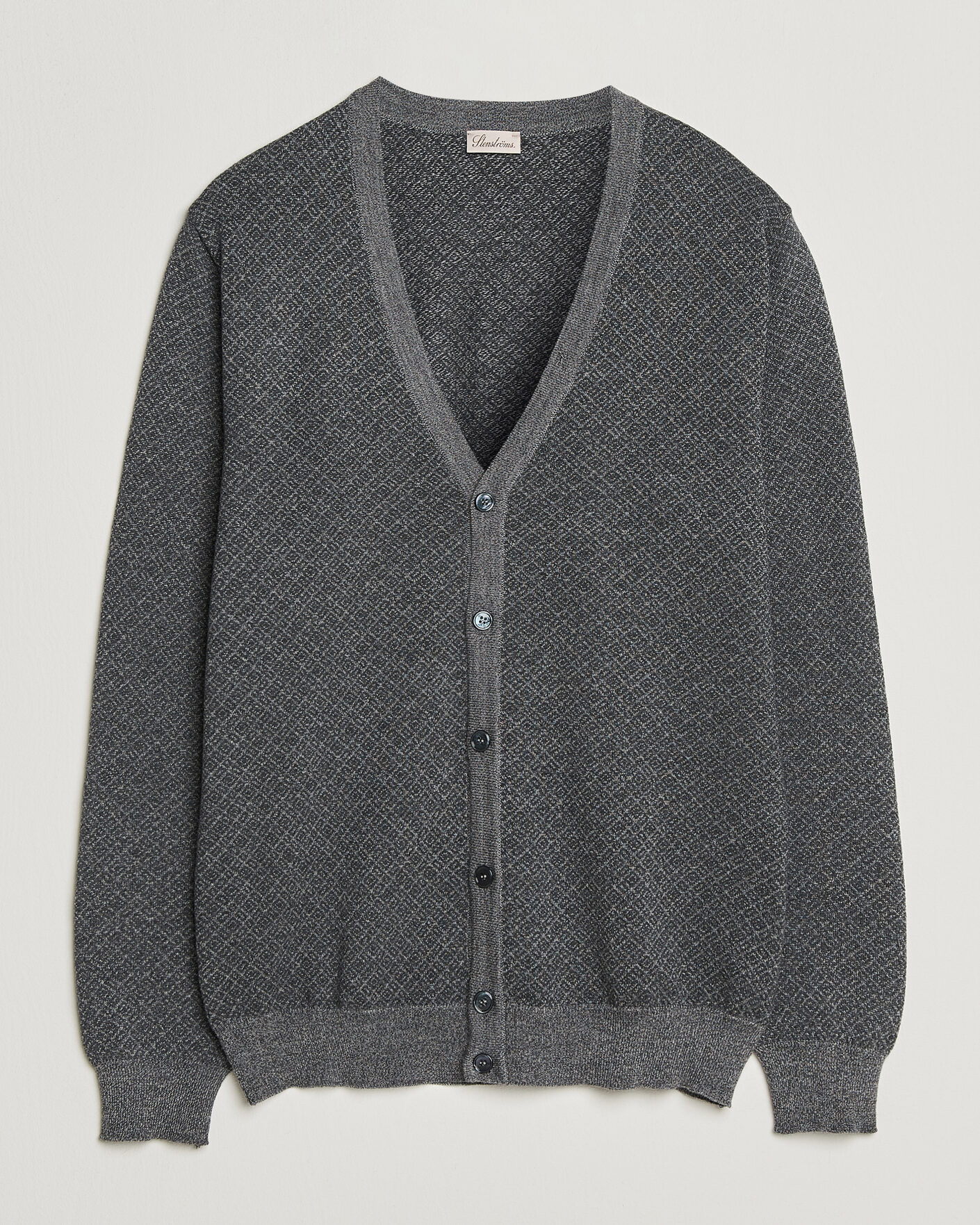 Uomini | Maglieria | Stenströms | Merino Jaquard Cardigan Dark Grey