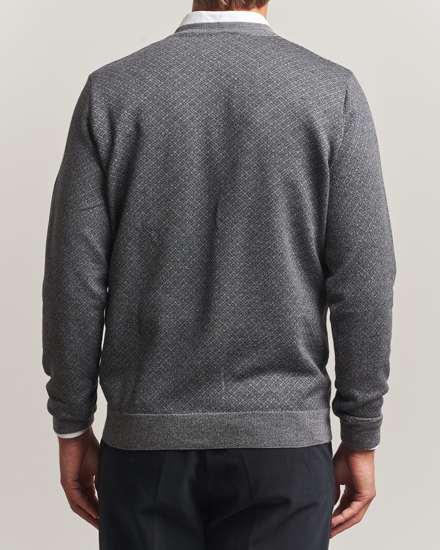 Uomini | Maglieria | Stenströms | Merino Jaquard Cardigan Dark Grey