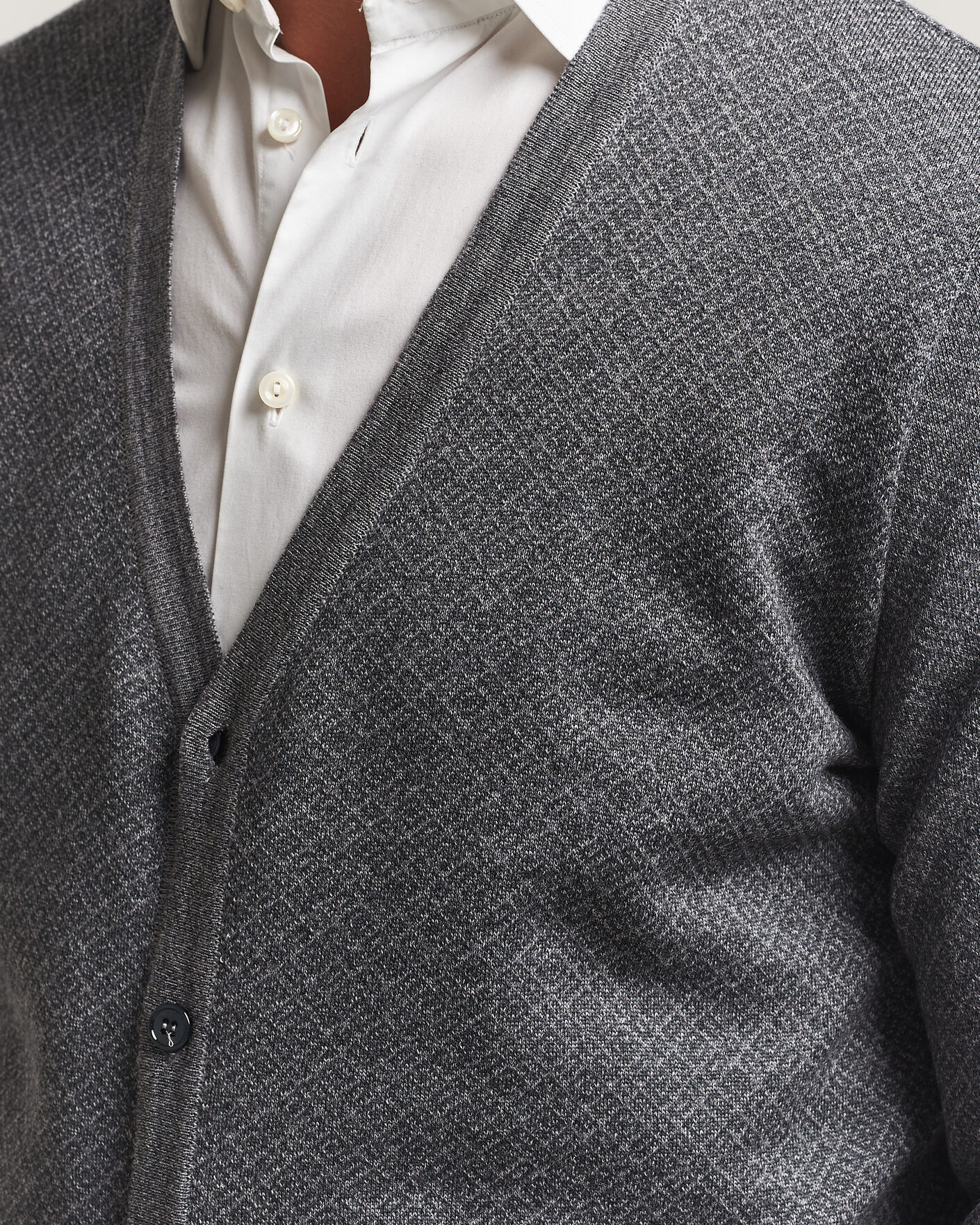 Uomini | Maglieria | Stenströms | Merino Jaquard Cardigan Dark Grey