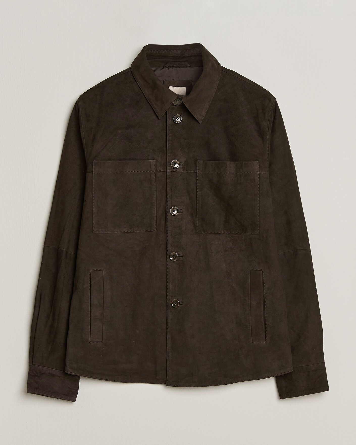 Uomini | Camicie | Stenströms | Goat Suede Overshirt Dark Brown