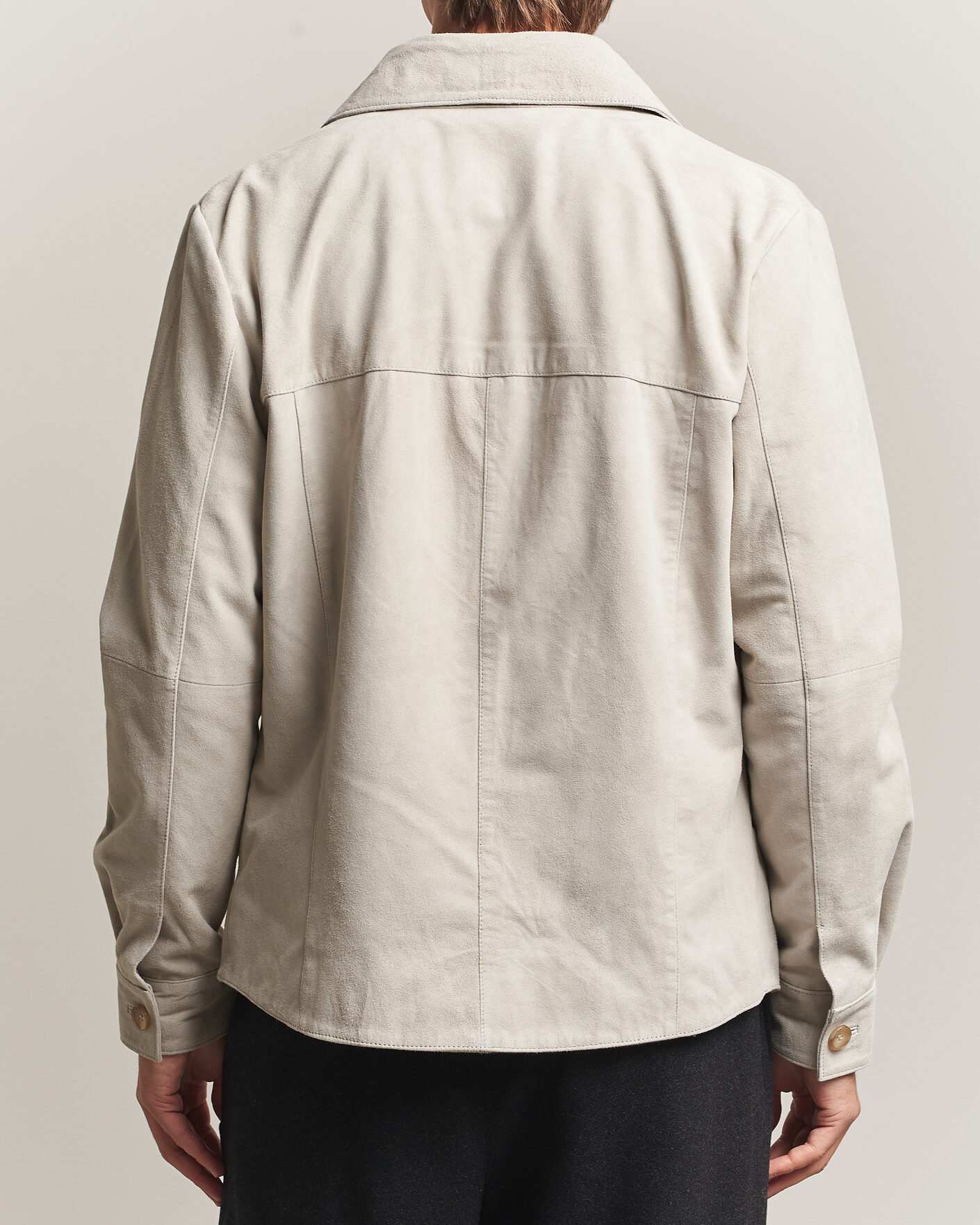 Uomini | Camicie | Stenströms | Goat Suede Overshirt Light Grey