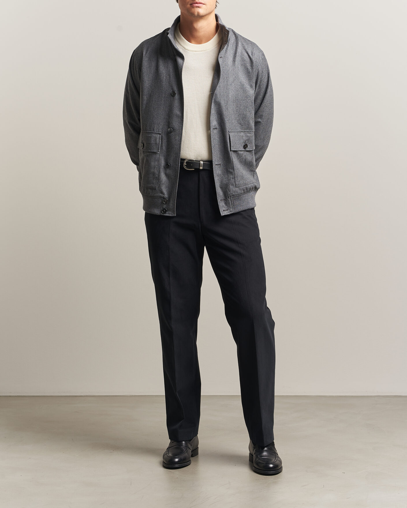 Uomini | Giacche | Stenströms | Flannel Bomber Jacket Grey