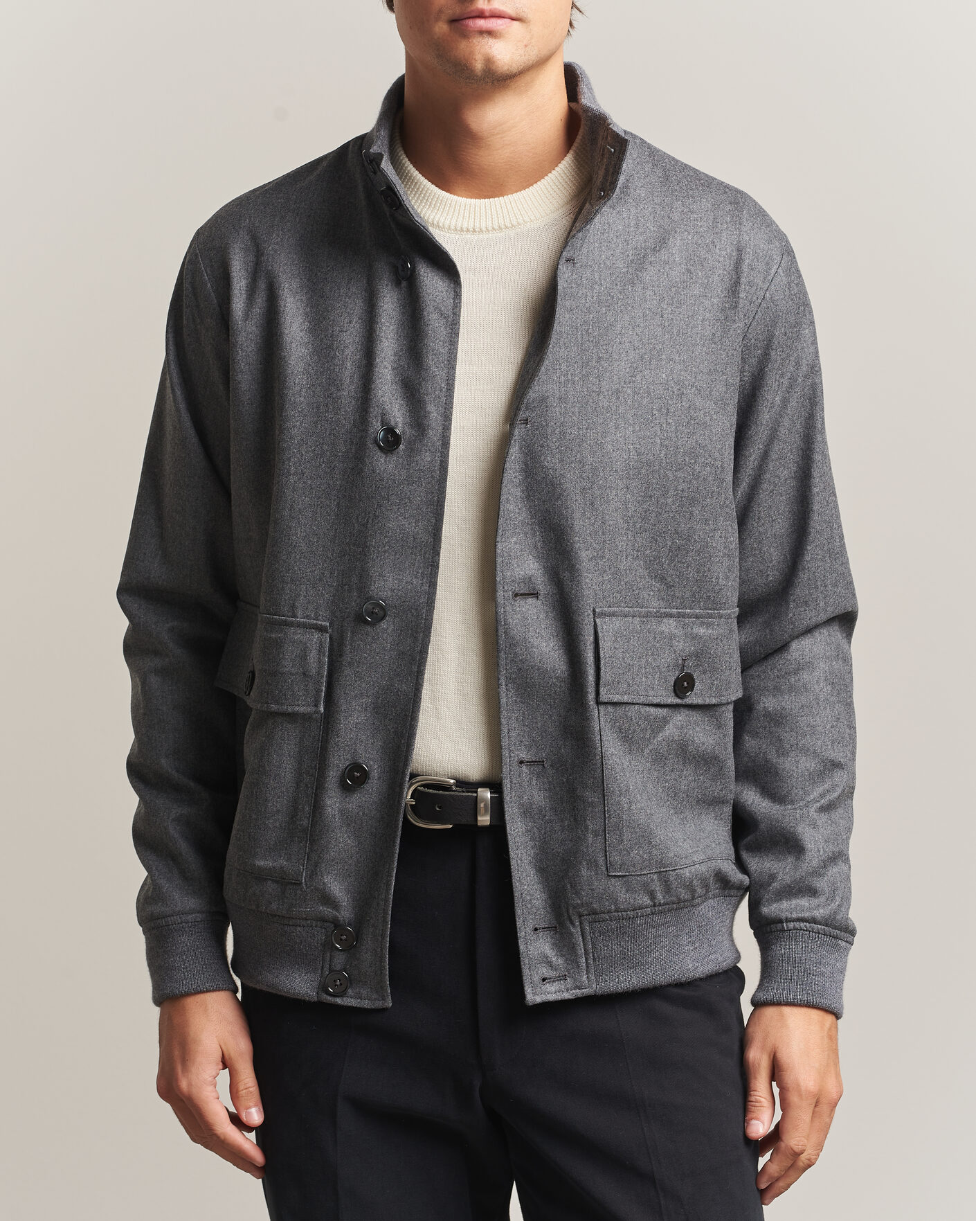 Uomini | Giacche | Stenströms | Flannel Bomber Jacket Grey