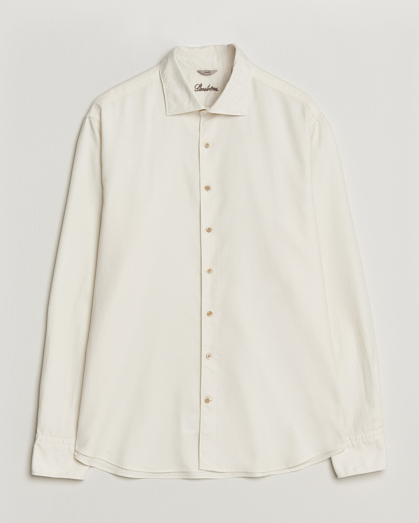 Uomini | Camicie | Stenströms | Regular Fit Cut Away Flannel Shirt Off White