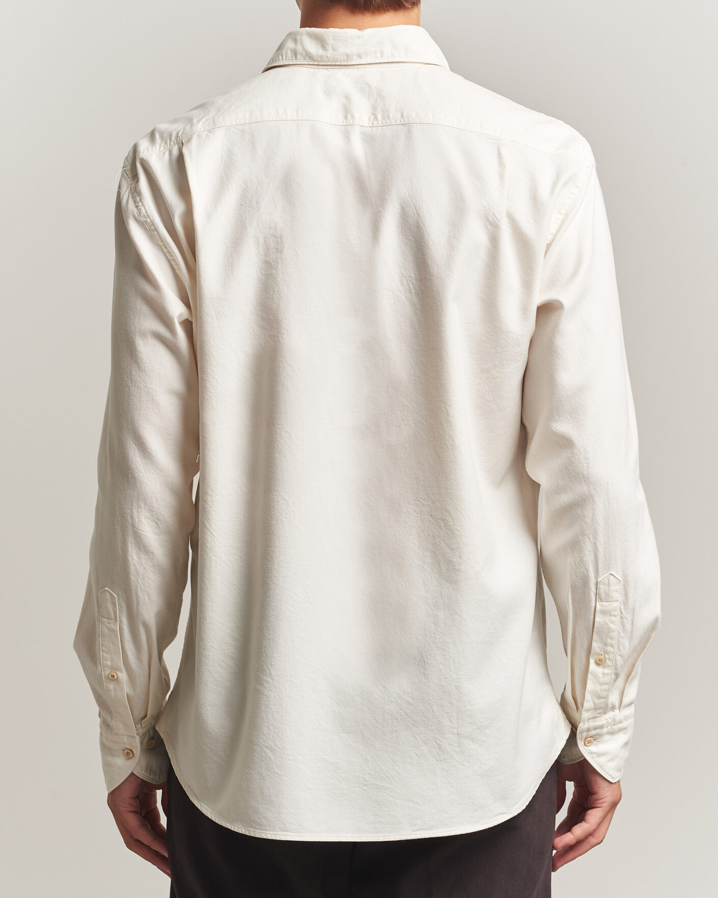 Uomini | Camicie | Stenströms | Regular Fit Cut Away Flannel Shirt Off White