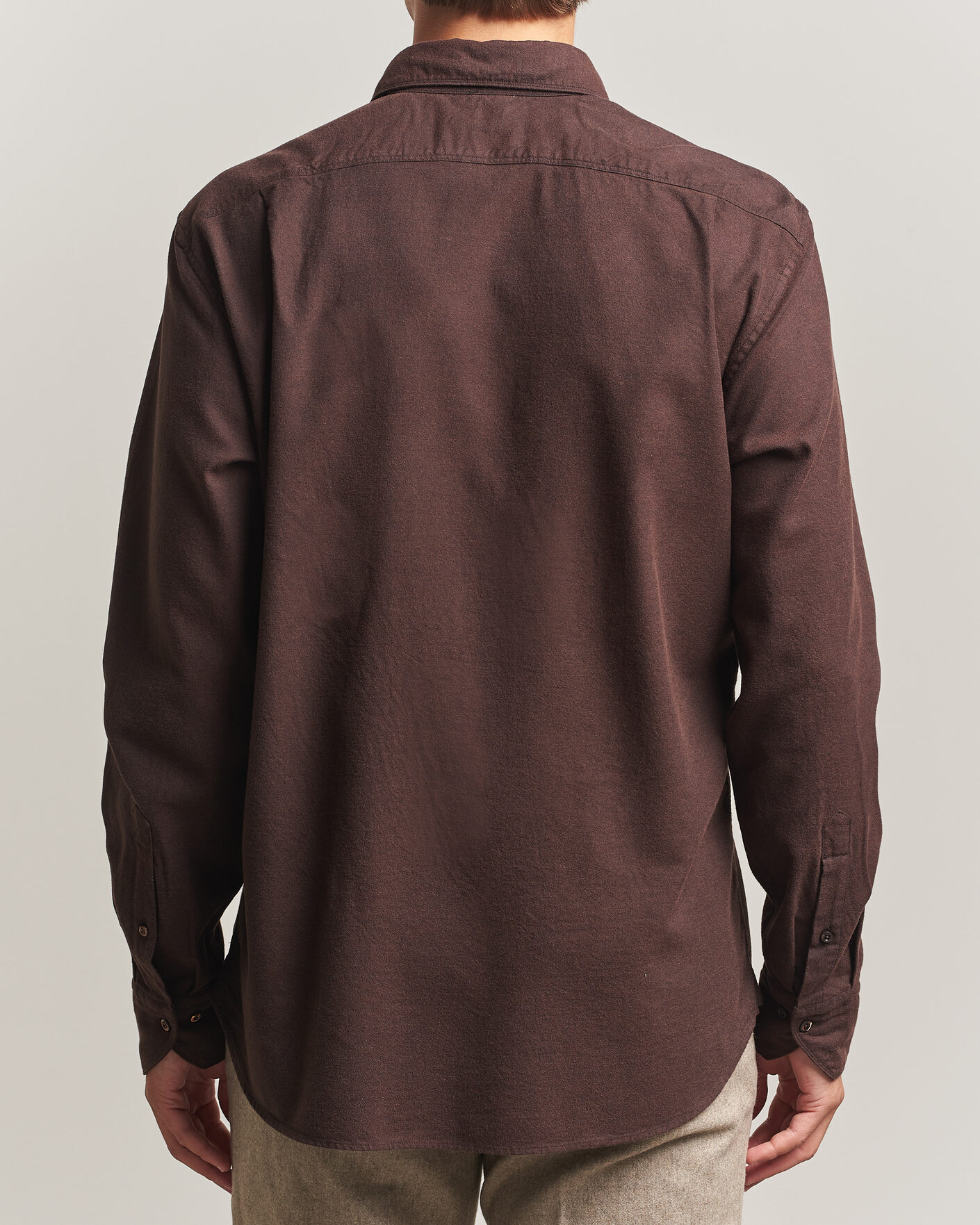 Uomini | Camicie | Stenströms | Regular Fit Cut Away Flannel Shirt Brown