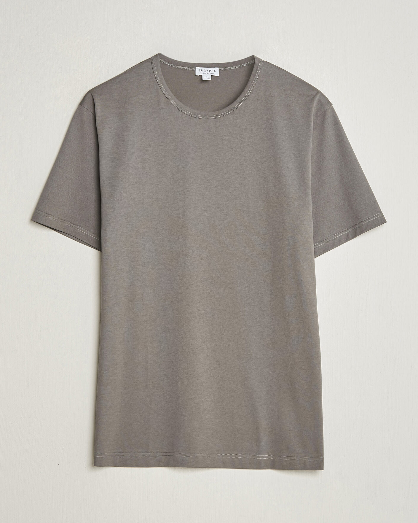 Uomini | T-shirt | Sunspel | Crew Neck Q82 Cotton T-Shirt Smoke Grey