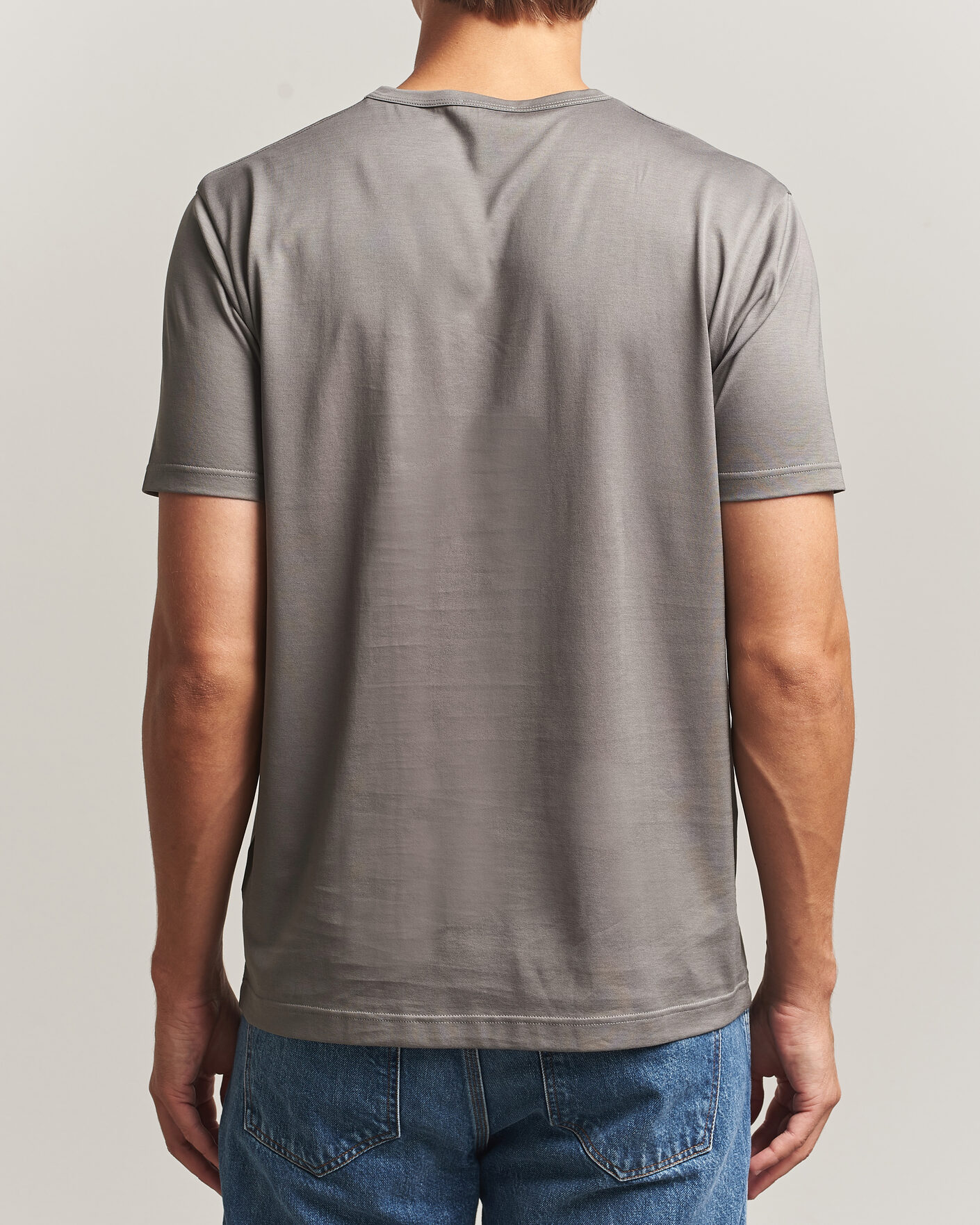 Uomini | T-shirt | Sunspel | Crew Neck Q82 Cotton T-Shirt Smoke Grey